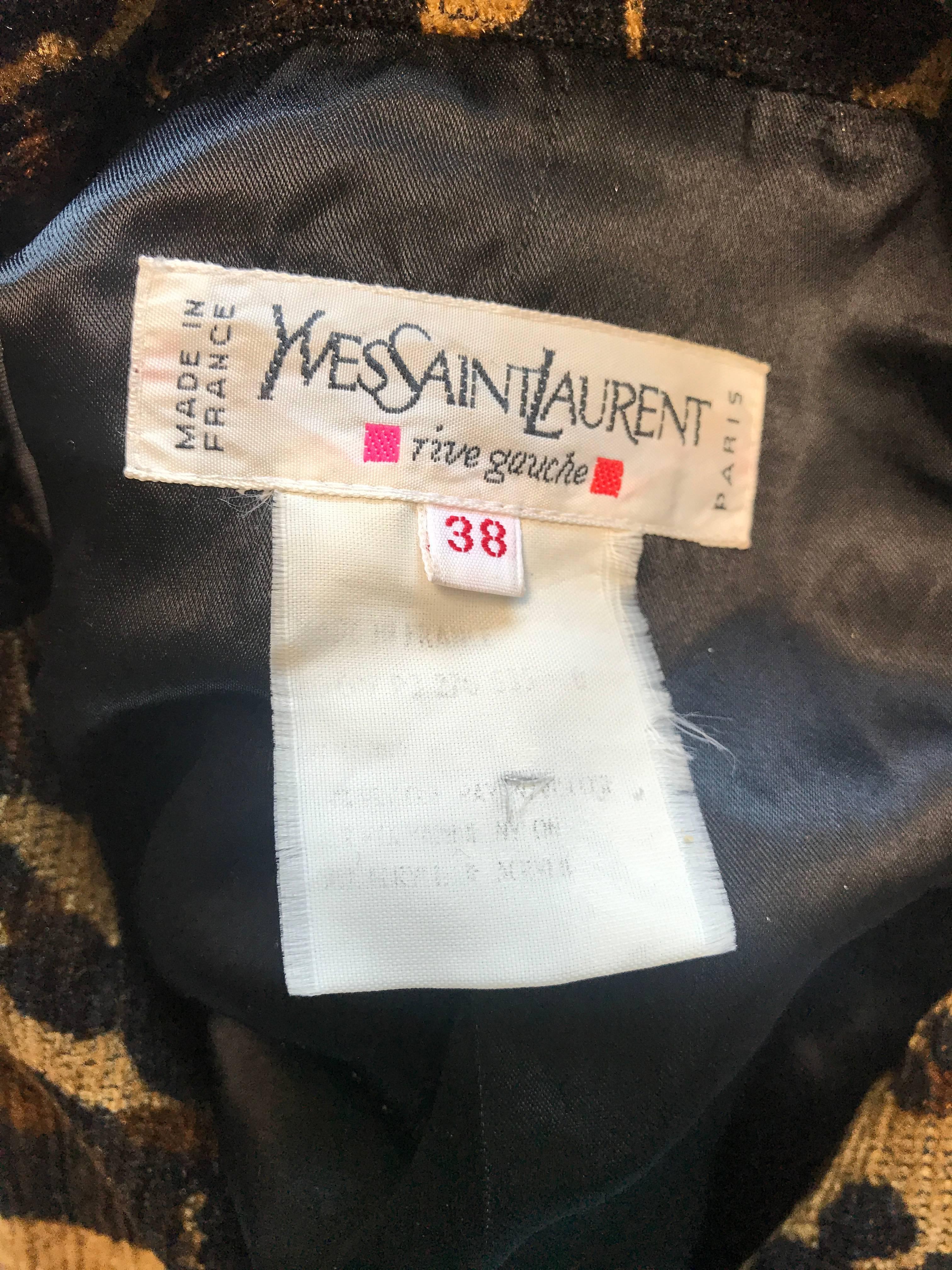 Iconic Yves Saint Laurent 1990s Leopard Print Chenille Vintage 90s Jacket Blazer For Sale 2