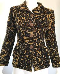 Iconic Yves Saint Laurent 1990s Leopard Print Chenille Vintage 90s Jacket Blazer