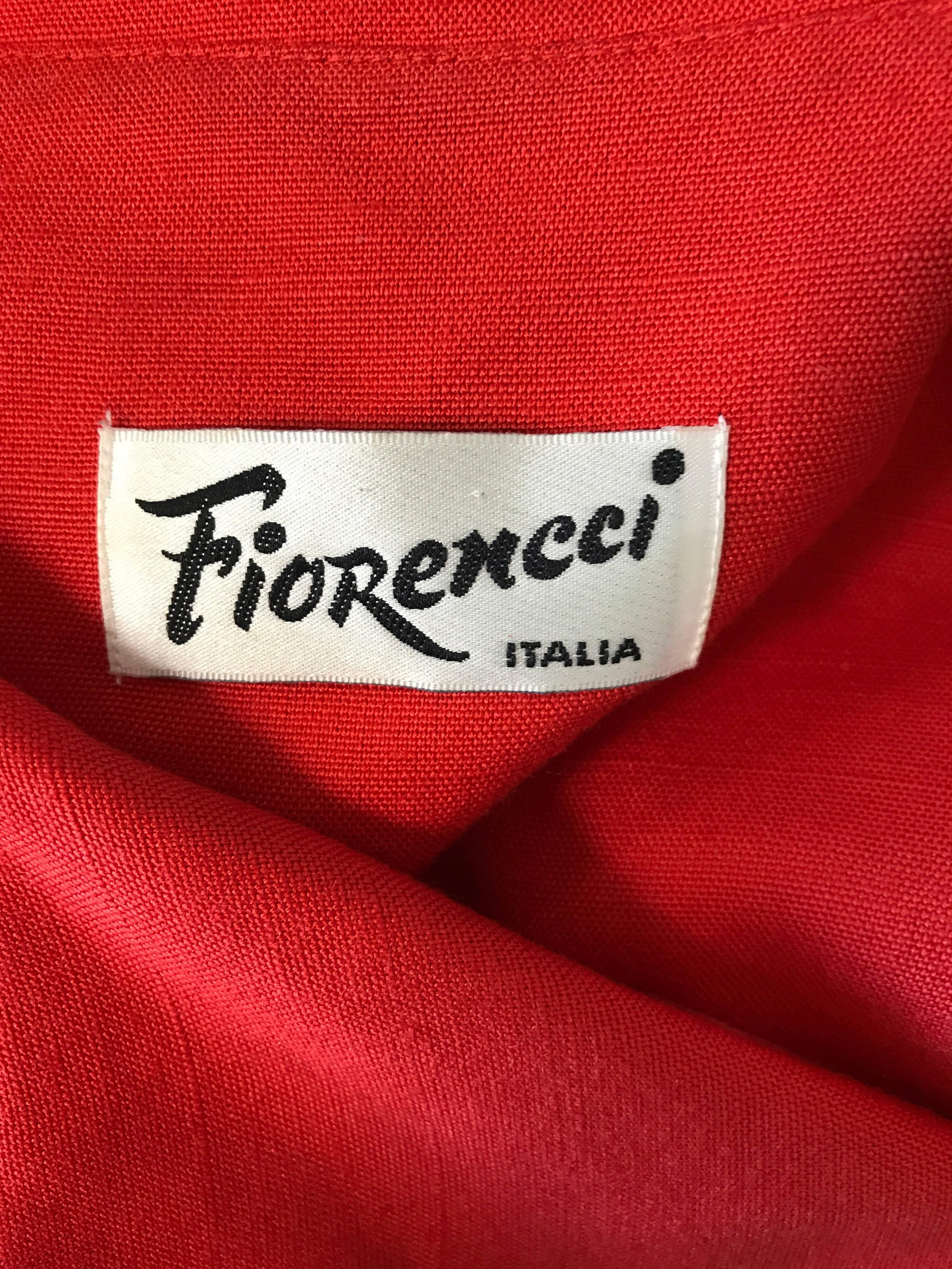 Fiorencci 1990s Does 1950s Burnt Orange + Gold Cotton Linen Vintage Wiggle Dress 5