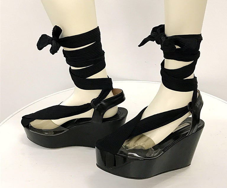 Brand New Dries Van Noten Sold Out Size 35 Black Patent Lace Up Wedges Shoes  For Sale at 1stDibs | dries van noten shoes, dries van noten heels, dries  van noten wedges