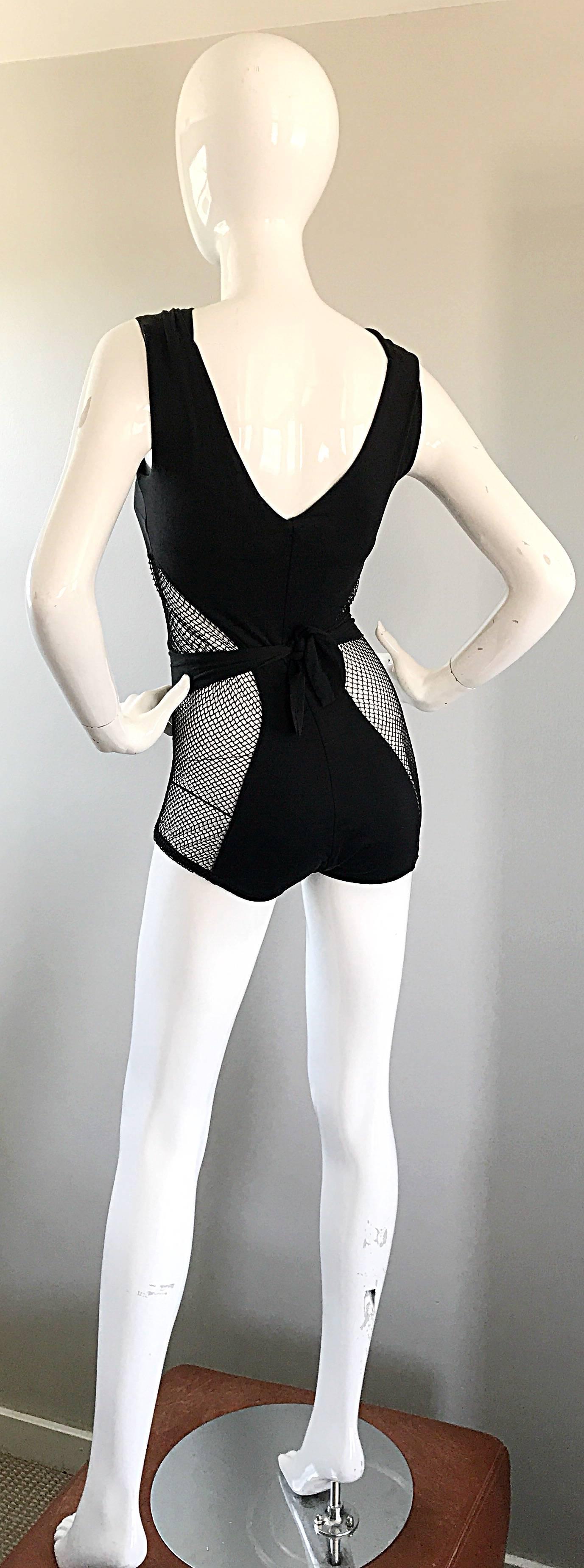 Rare 1960s Cole of California Black Fishnet Cut - Out Sexy Vintage 60s Swimsuit In Excellent Condition In San Diego, CA