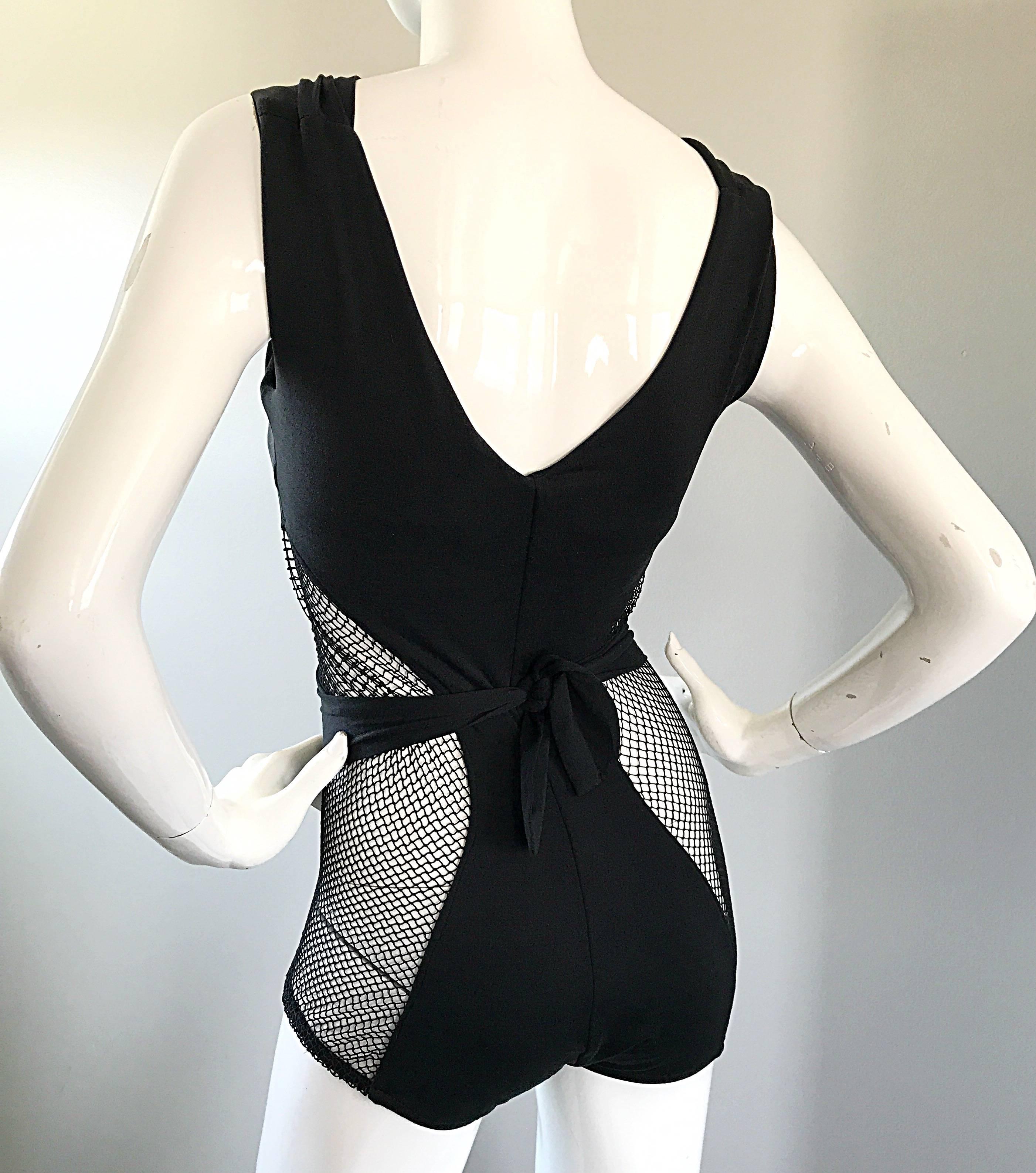 Rare 1960s Cole of California Black Fishnet Cut - Out Sexy Vintage 60s Swimsuit 2