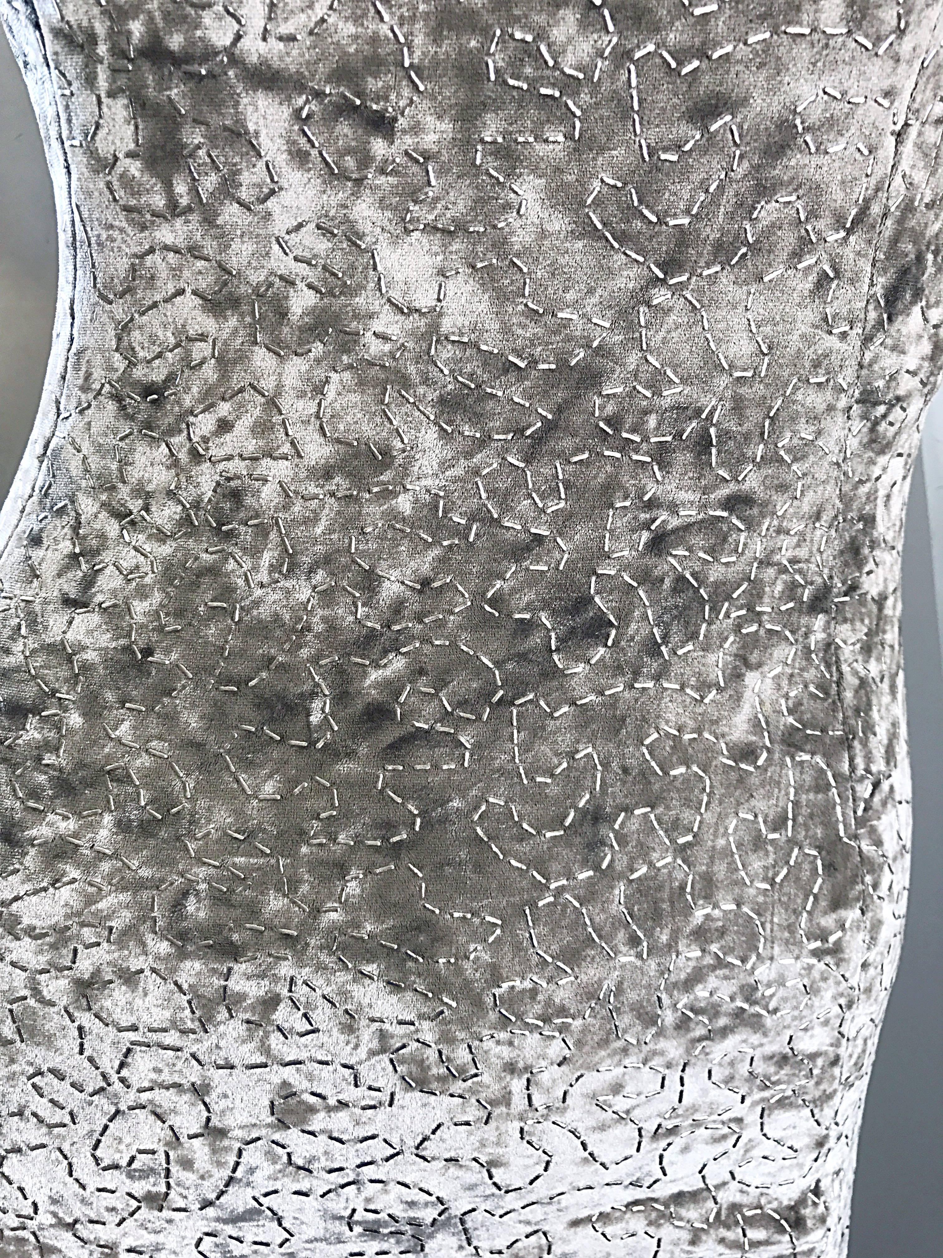 gray velvet dress