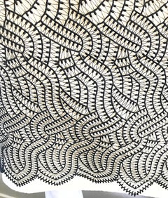 Fabulous Bill Blass Sz 6 1990s Black and White Crochet Vintage 90s Sheath Dress