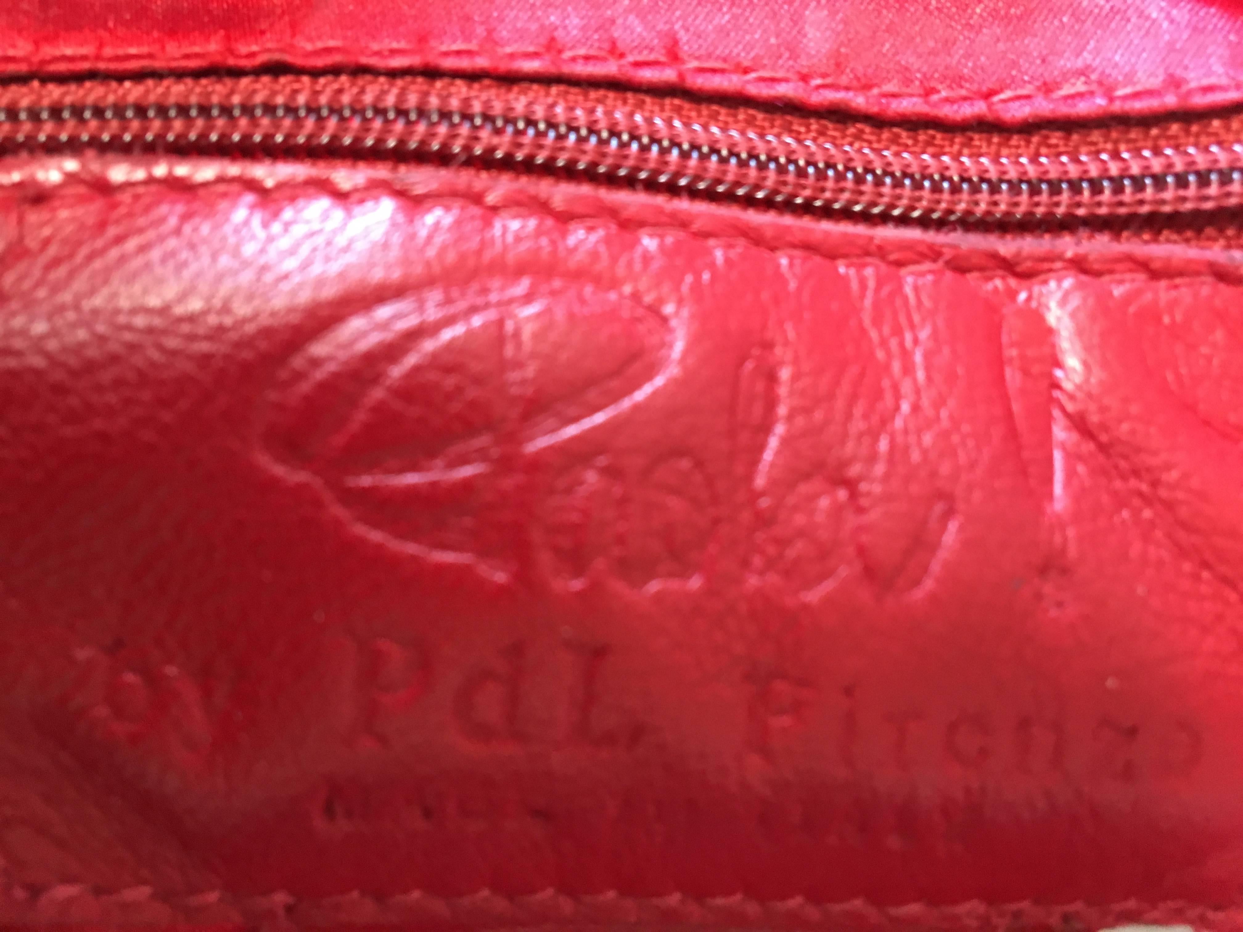 Vintage Italian Paola by PDL Firenze Red Quilted Leather 1990s Coins Handbag Bag 1