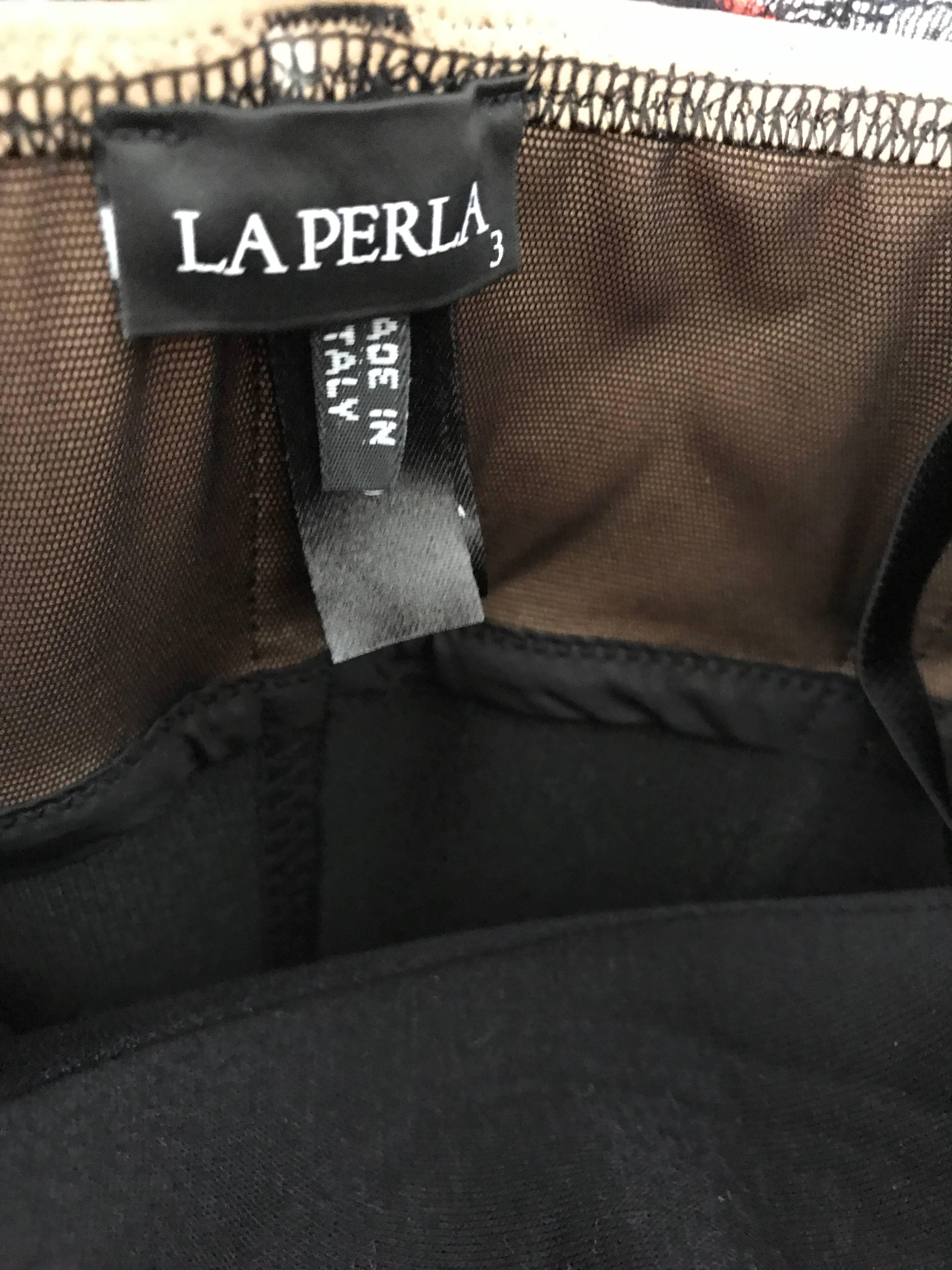 Neu 1990er La Perla Sexy Vintage 90er Bustier Korsett Top aus schwarzer und nudefarbener Spitze im Angebot 5