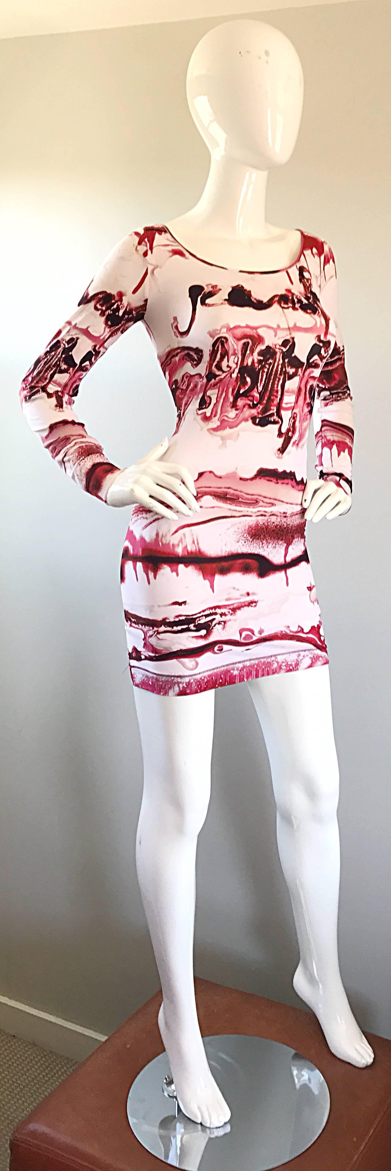 Women's Rare Jean Paul Gaultier 2000s Vintage Vampire Blood Sexy Long Sleeve Mini Dress
