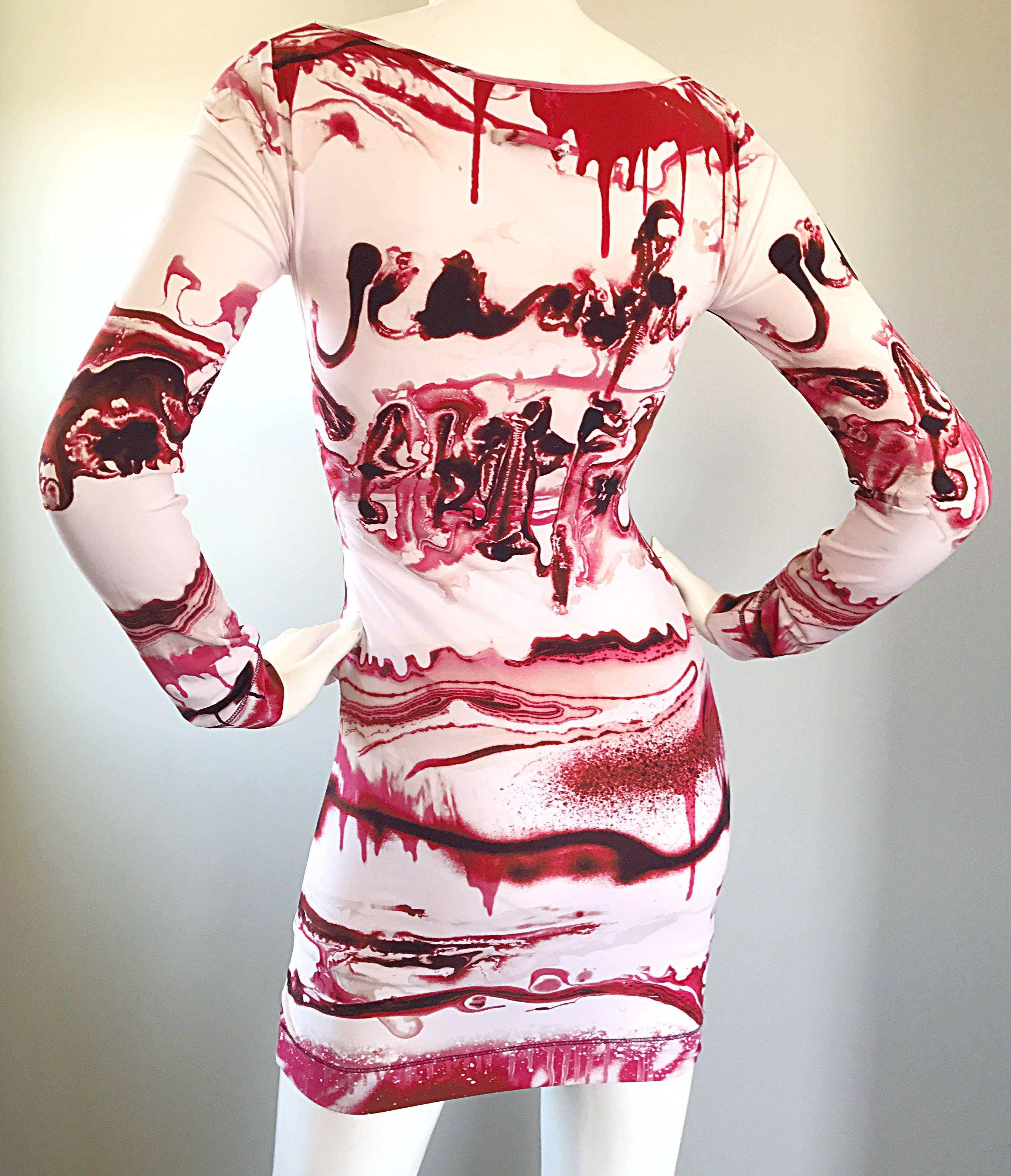Rare Jean Paul Gaultier 2000s Vintage Vampire Blood Sexy Long Sleeve Mini Dress 1