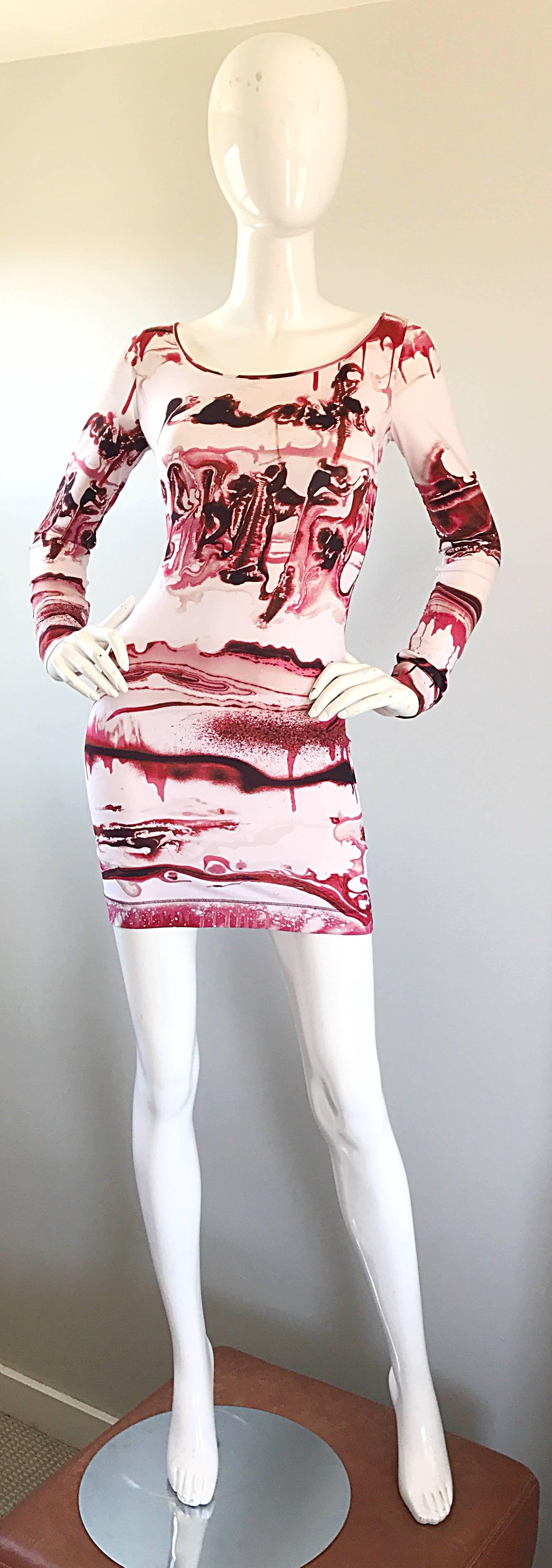 Rare Jean Paul Gaultier 2000s Vintage Vampire Blood Sexy Long Sleeve Mini Dress 2