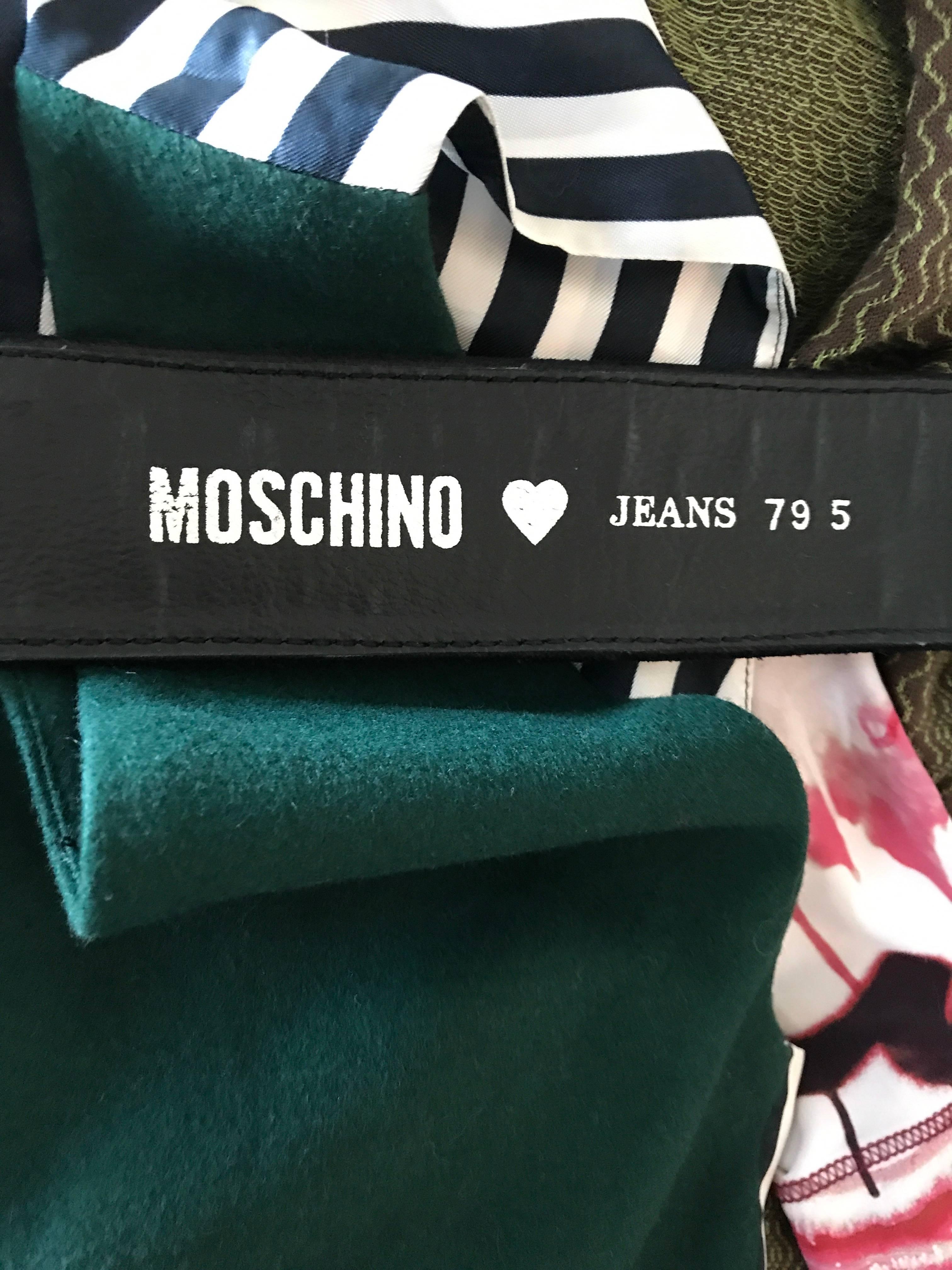 1990s Moschino Forever Black Suede Rhinestone 90s Vintage Logo Statement Belt For Sale 5