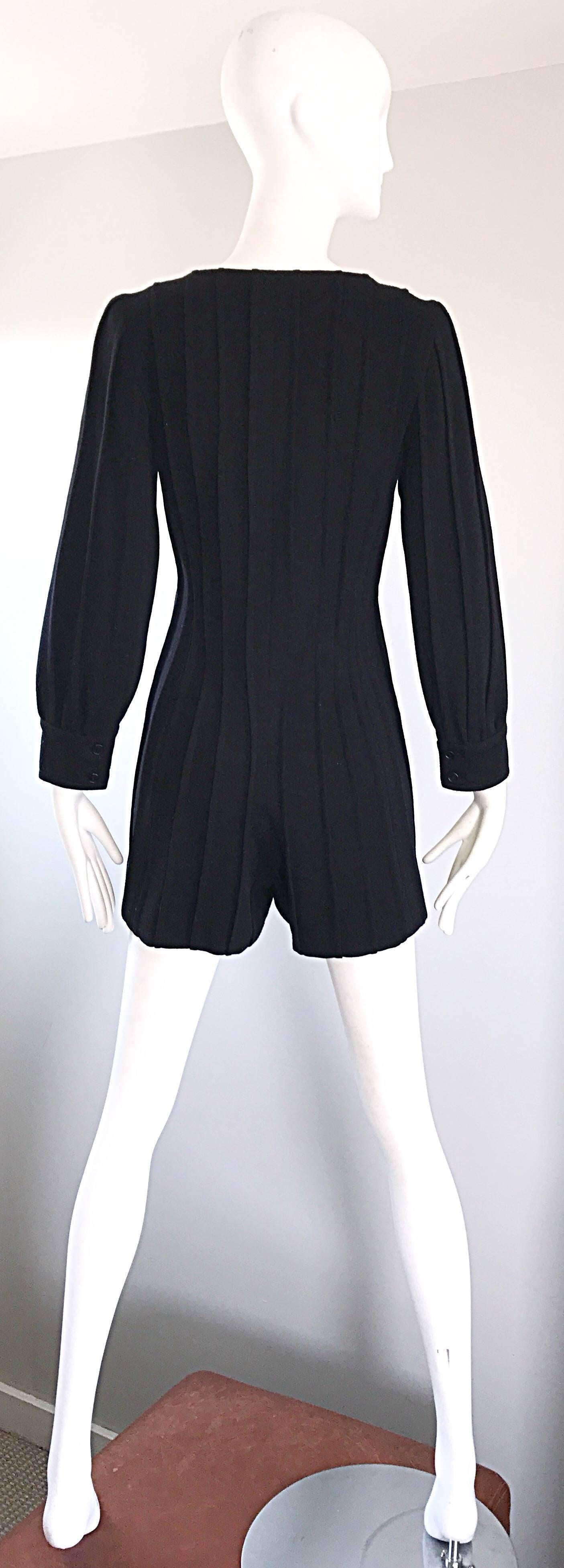 Vintage Givenchy Haute Couture Alexander McQueen Numbered Black Wool 90s Romper For Sale 2