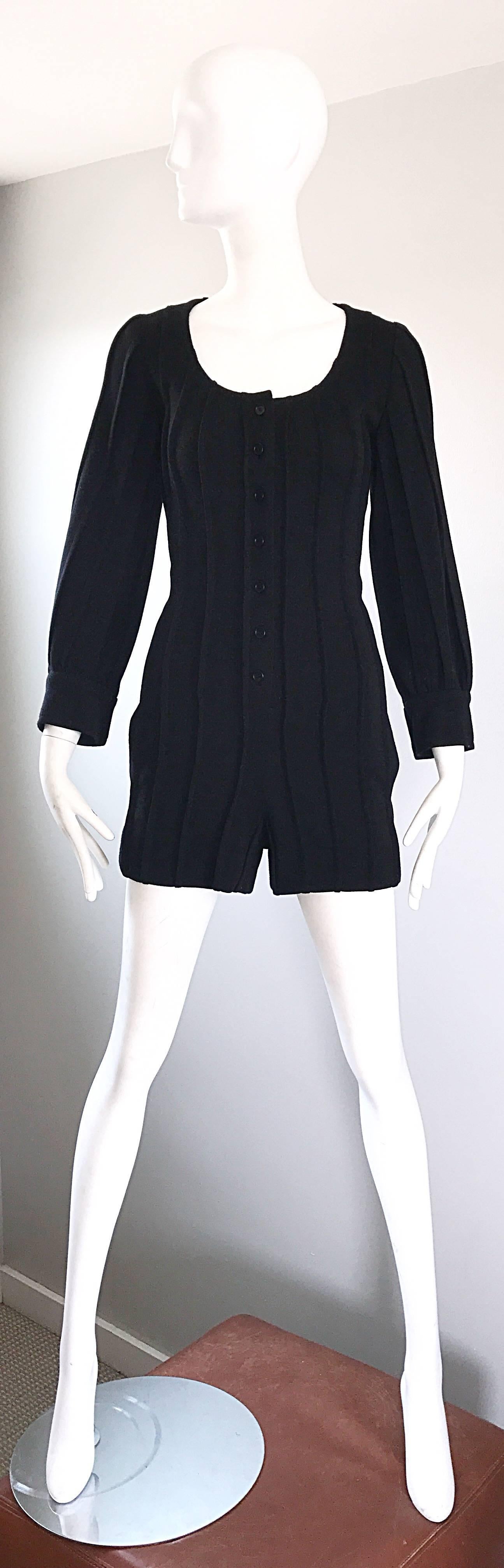 Vintage Givenchy Haute Couture Alexander McQueen Numbered Black Wool 90s Romper For Sale 3