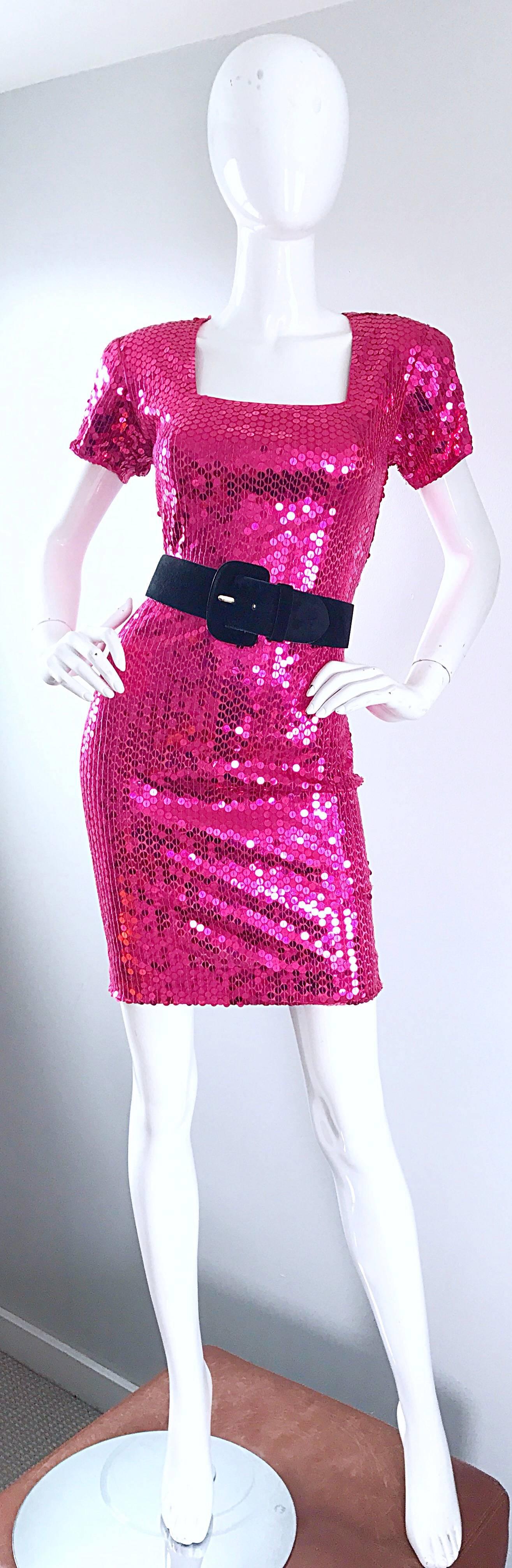 hot pink sequin gown