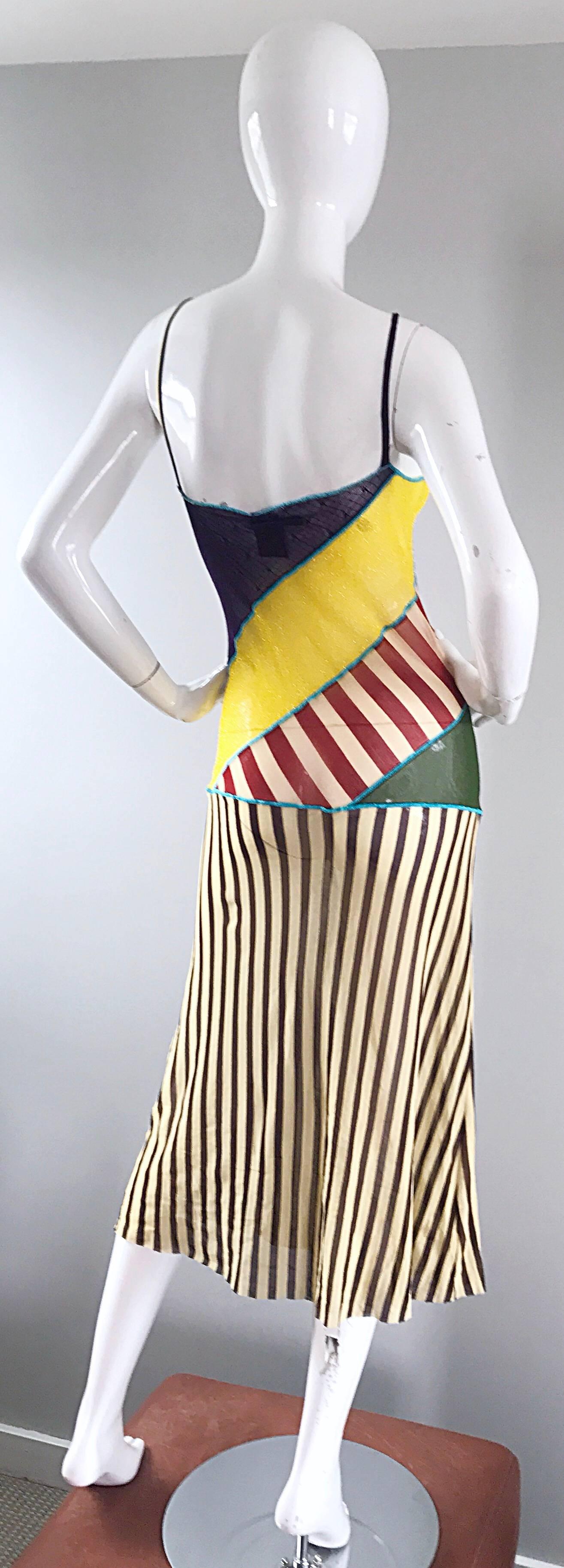 Beige Rare 1990s Jean Paul Gaultier 1920s Style Semi Sheer 90s Does 20s Vintage Dress