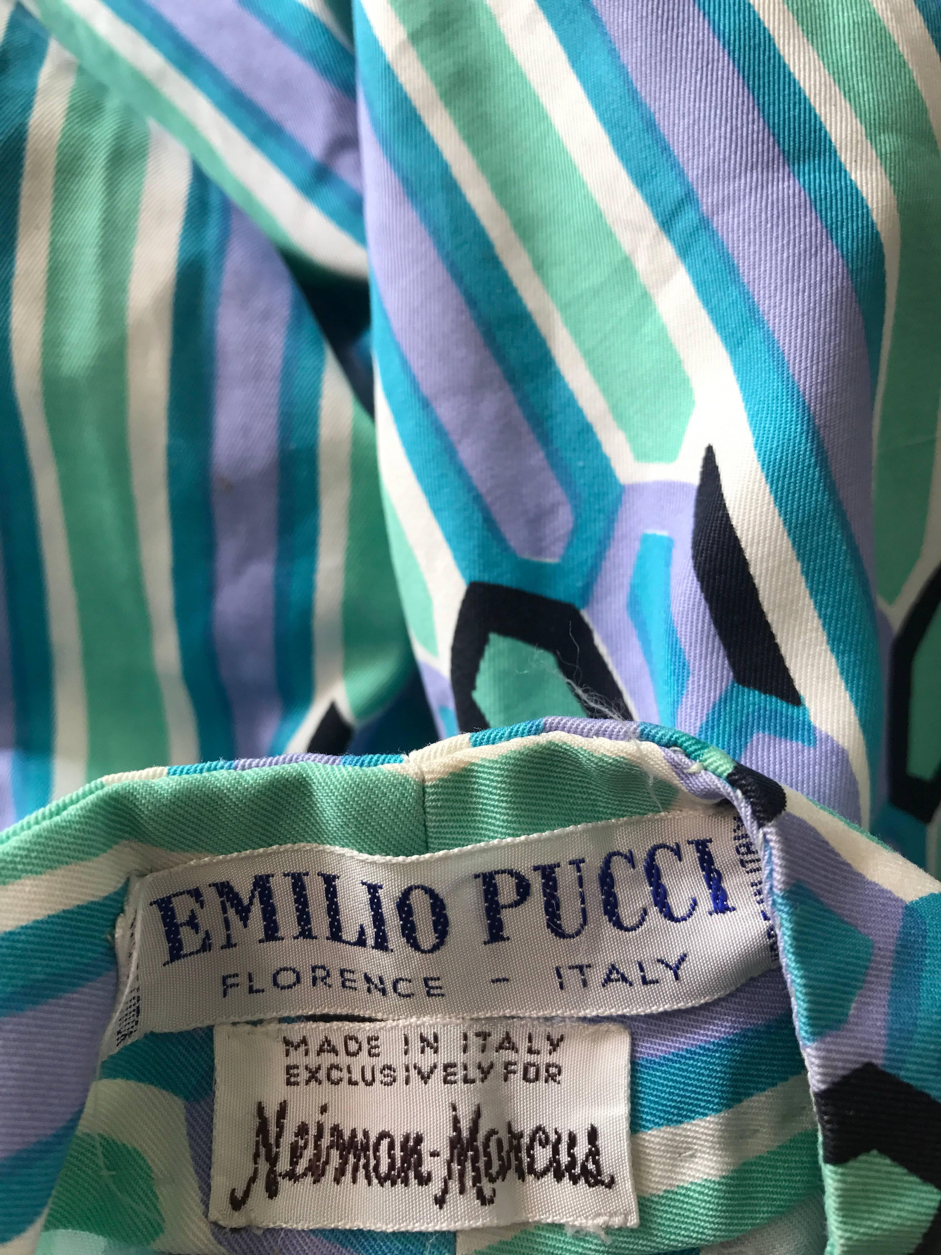 1960s Emilio Pucci Blue Kaleidoscope Print High Waist Vintage 60s Capri Pants For Sale 3