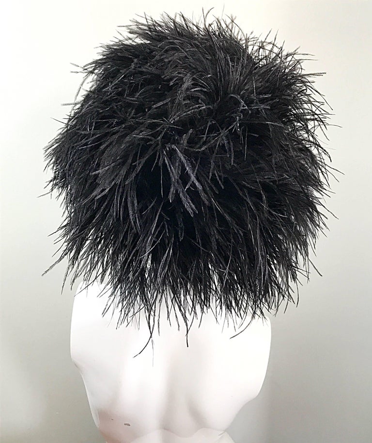 Autographed Norma Kamali Vintage New Black Ostrich Feather Rare 1980s ...
