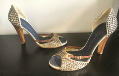 Giuseppe Zanotti Size 39 / 9 Gold Bronze and Brown Rhinestone Studded High Heels