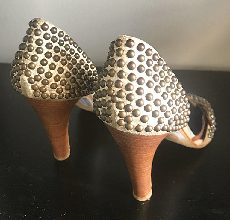 Giuseppe Zanotti Brown Beaded Heels UK 5