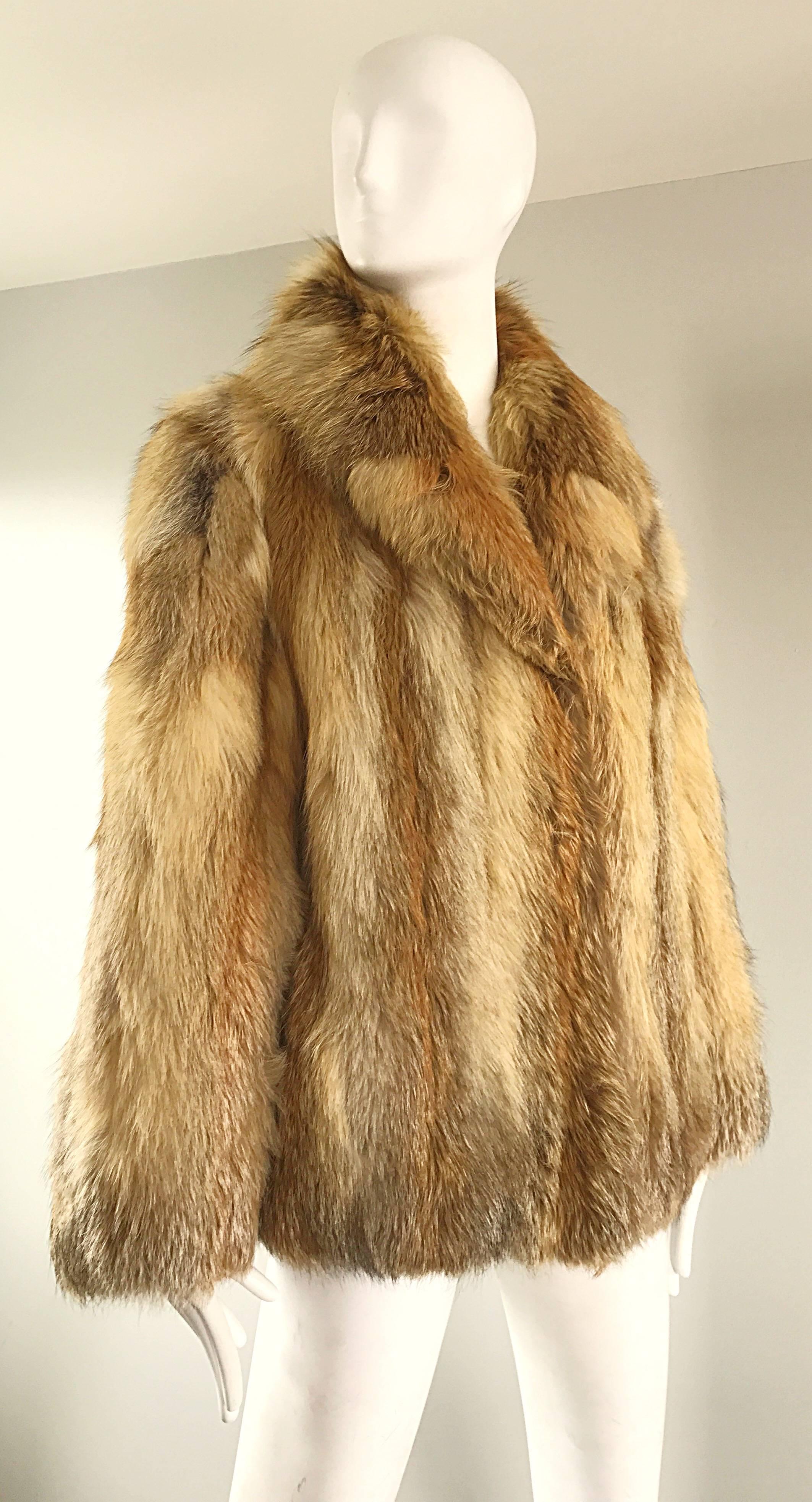 Brown Gorgeous Vintage Red Fox Fur Jacket Excellent Condition, 1950s  For Sale
