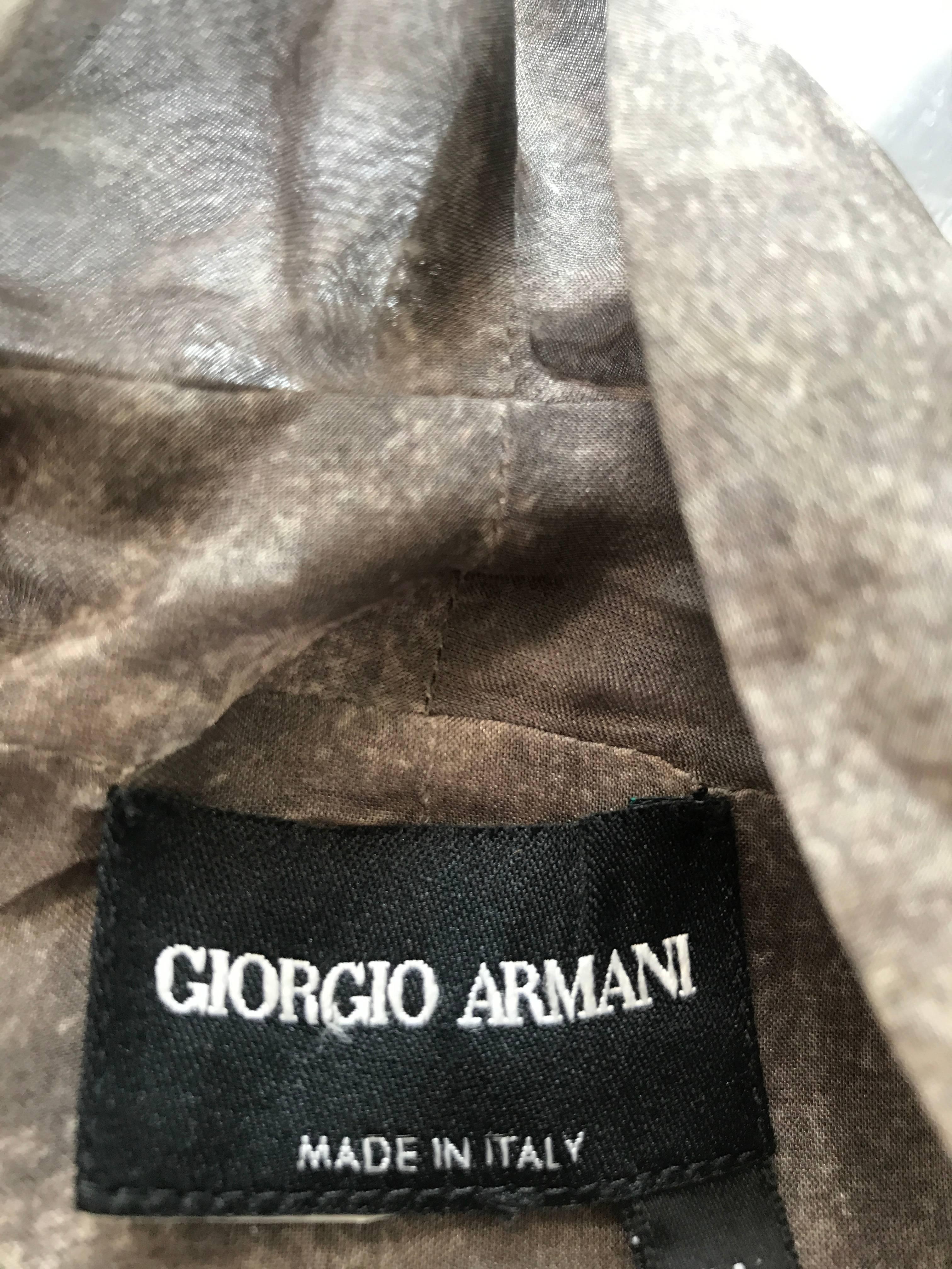 Giorgio Armani 1990s Silver Gunmetal Avant Garde Vintage 90s Silk Blouse Top For Sale 5