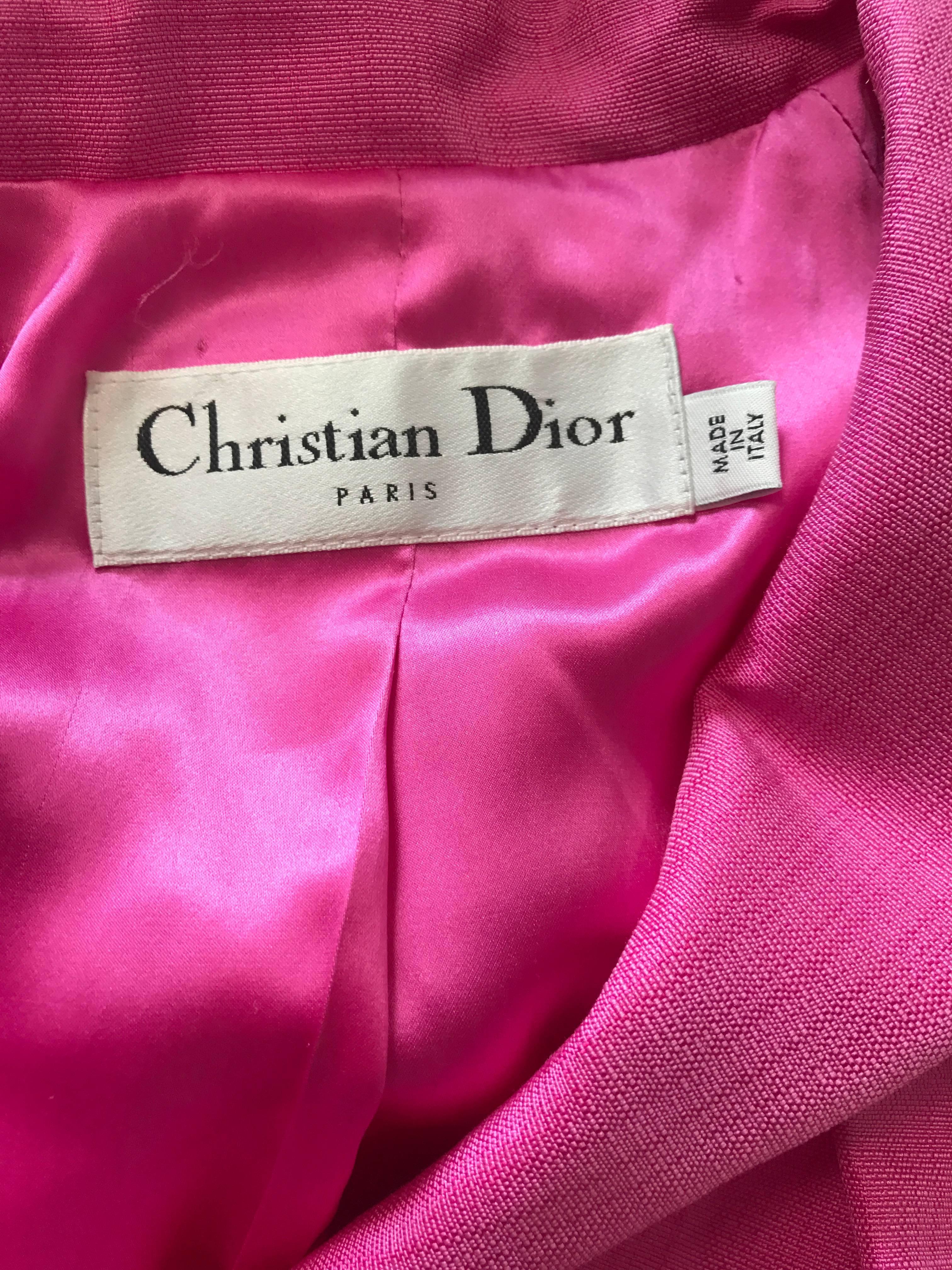 Christian Dior by John Galliano Size 10 Bubblegum Pink Silk Blend Belted Jacket 3