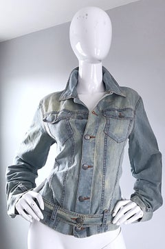 1990s Jean Paul Gaultier Stonewash Blue Jean Denim Vintage Belted 90s Jacket