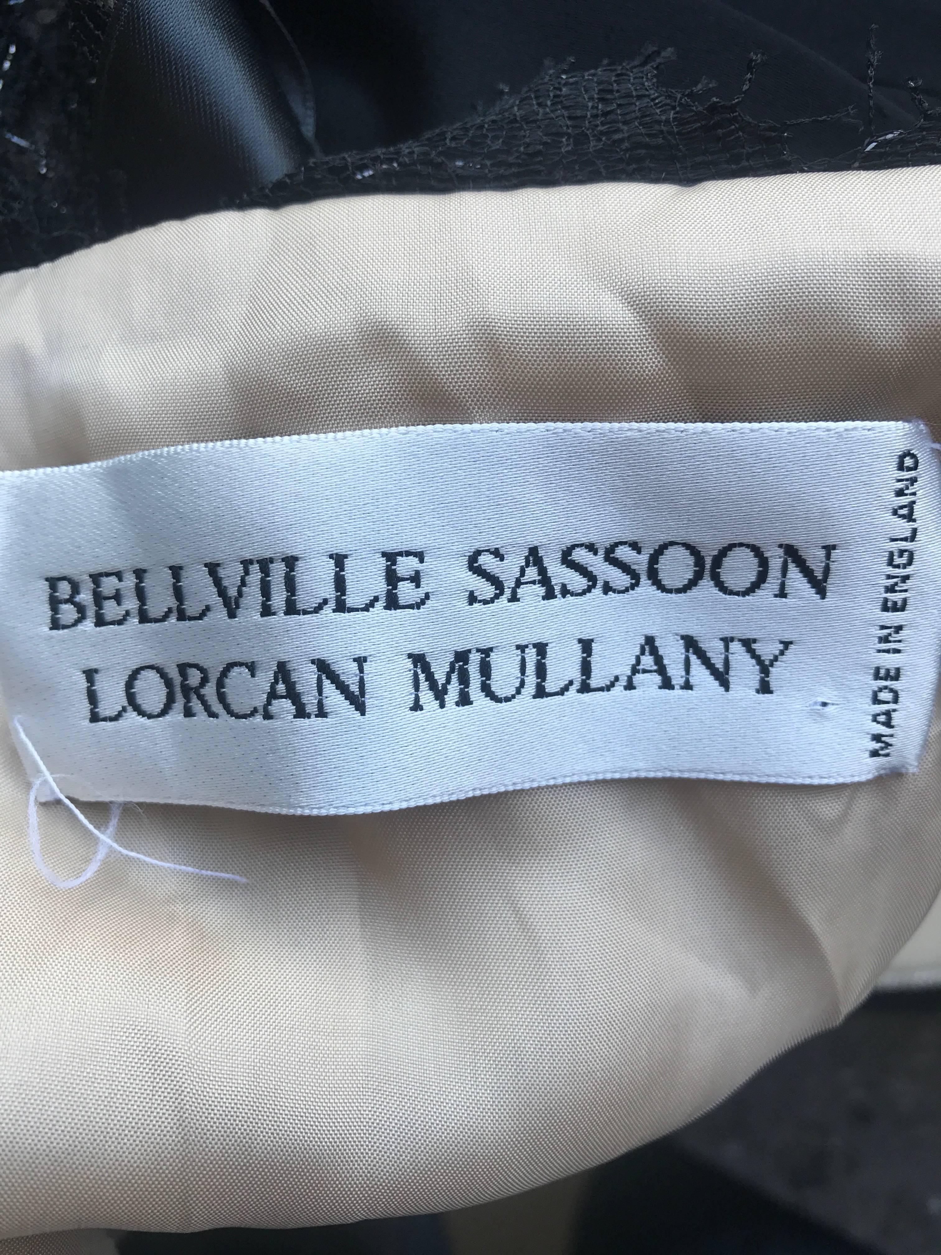 Gorgeous 1990s Lorcan Mullany for Bellville Sassoon Black + Nude Silk Lace Gown For Sale 3