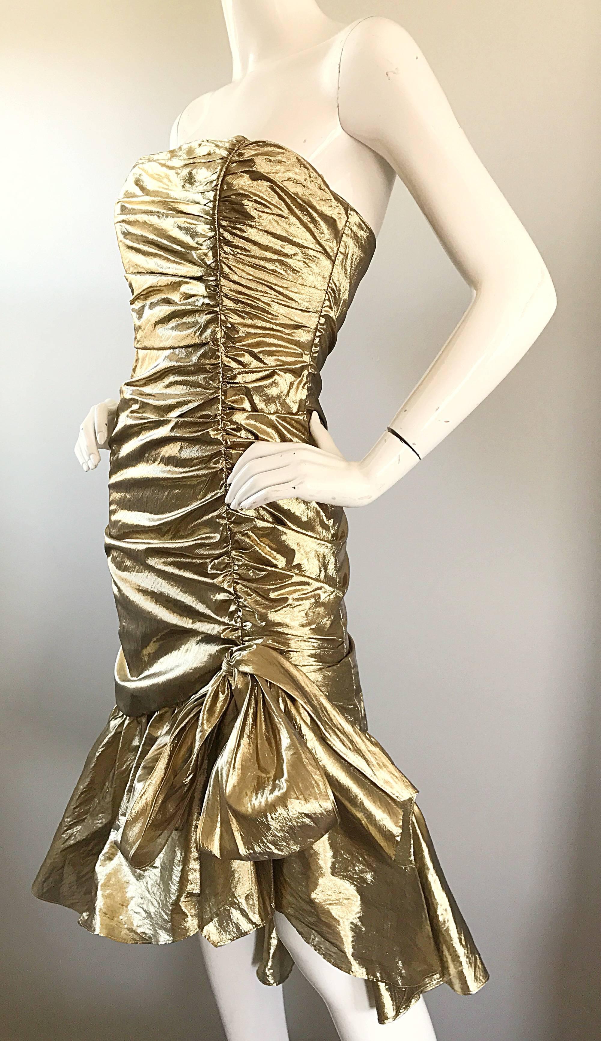 80s gold dress