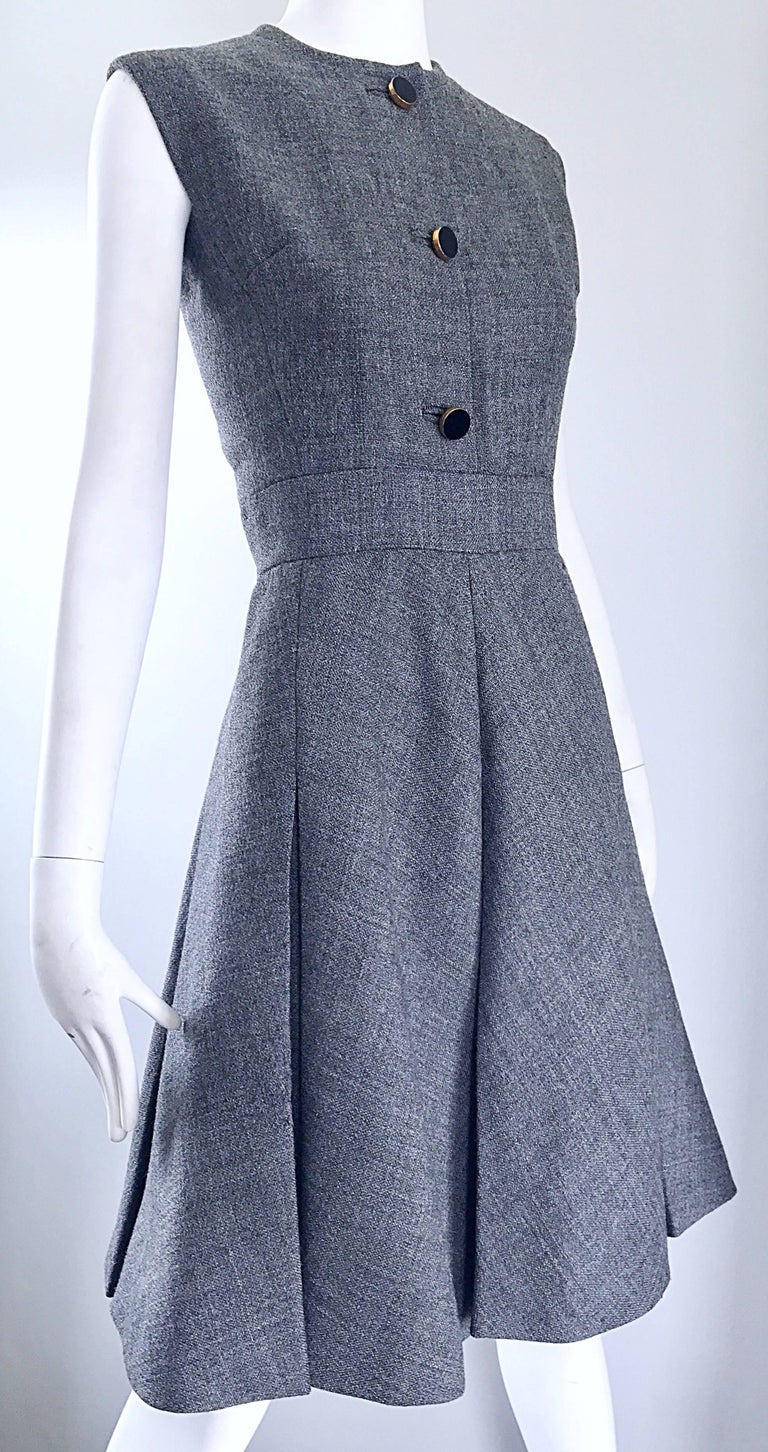 1960s Nina Ricci Haute Couture Vintage Grey Wool Dress and Jacket
