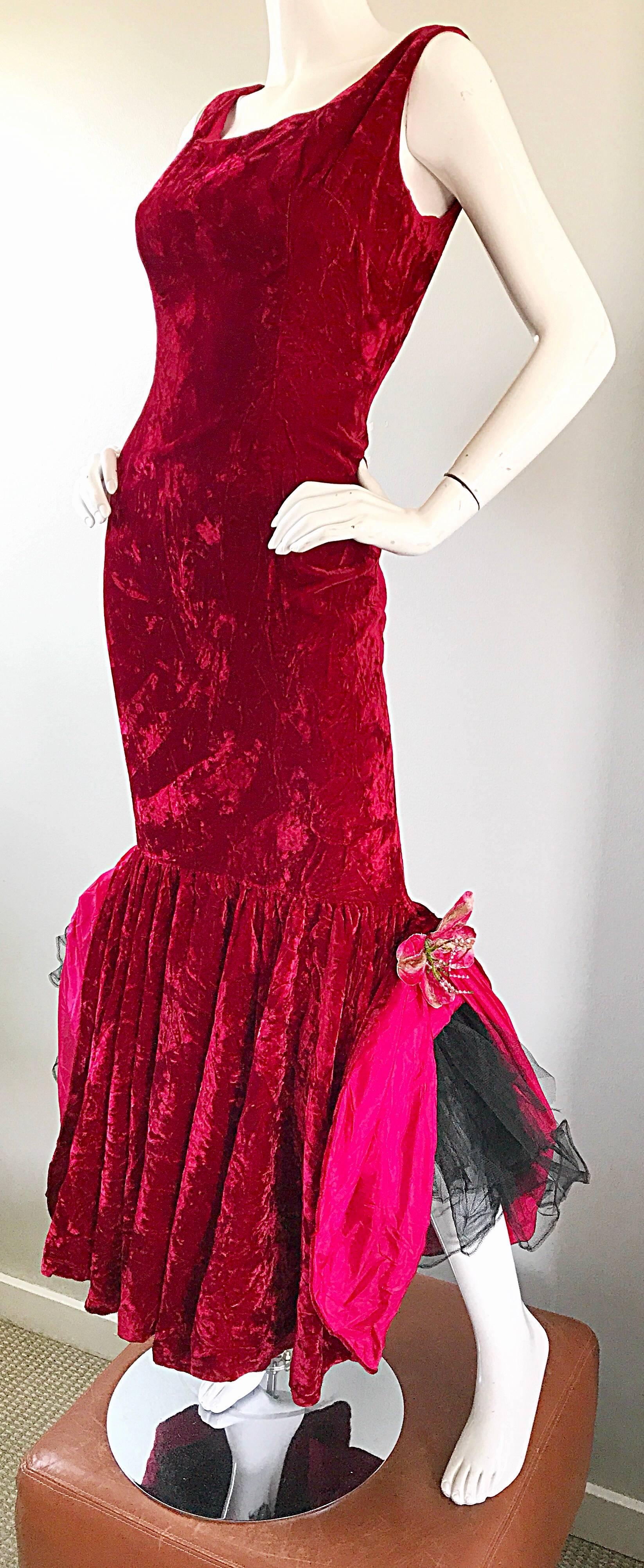 crimson red gown