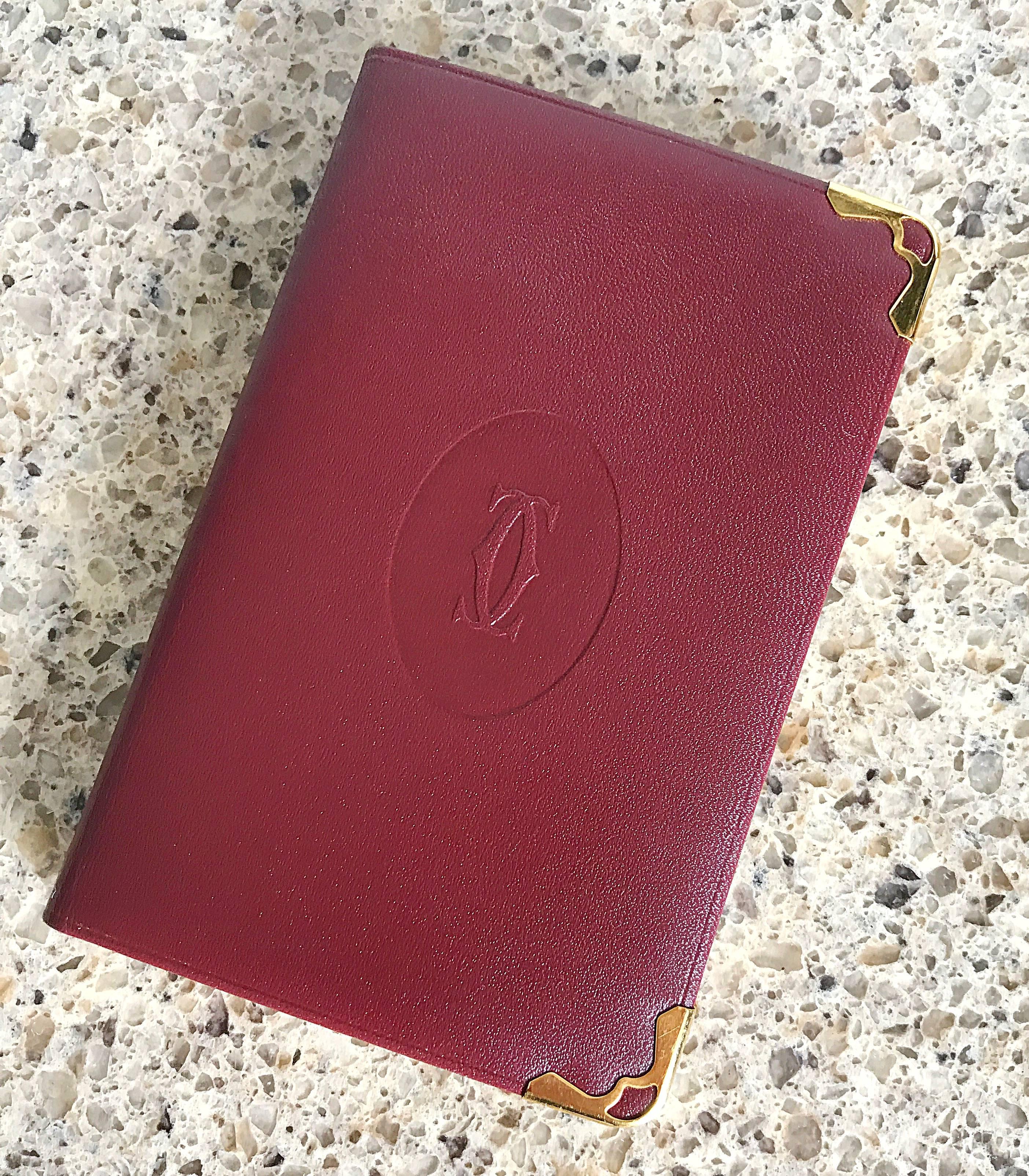 Cartier Le Must de New in Box Burgundy Cordovan Leather Pocket Size Address Book 1