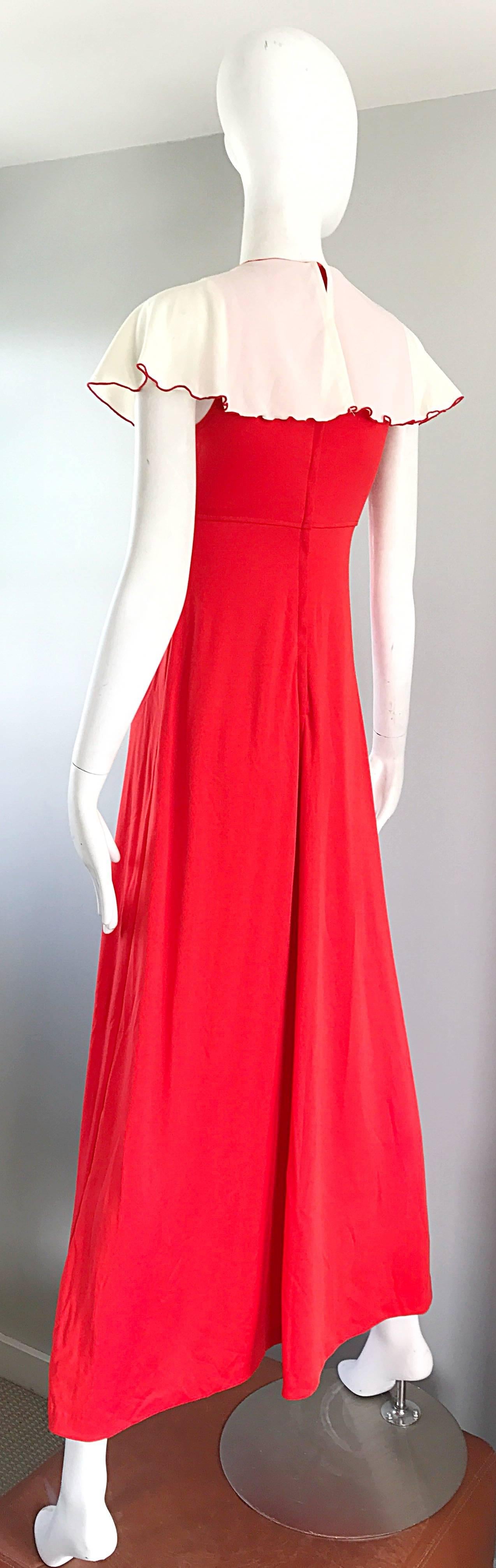 Giorgio di Sant' Angelo 1970s Arancione Bianco buco della serratura Vintage 70s Boho Maxi Dress in vendita 4