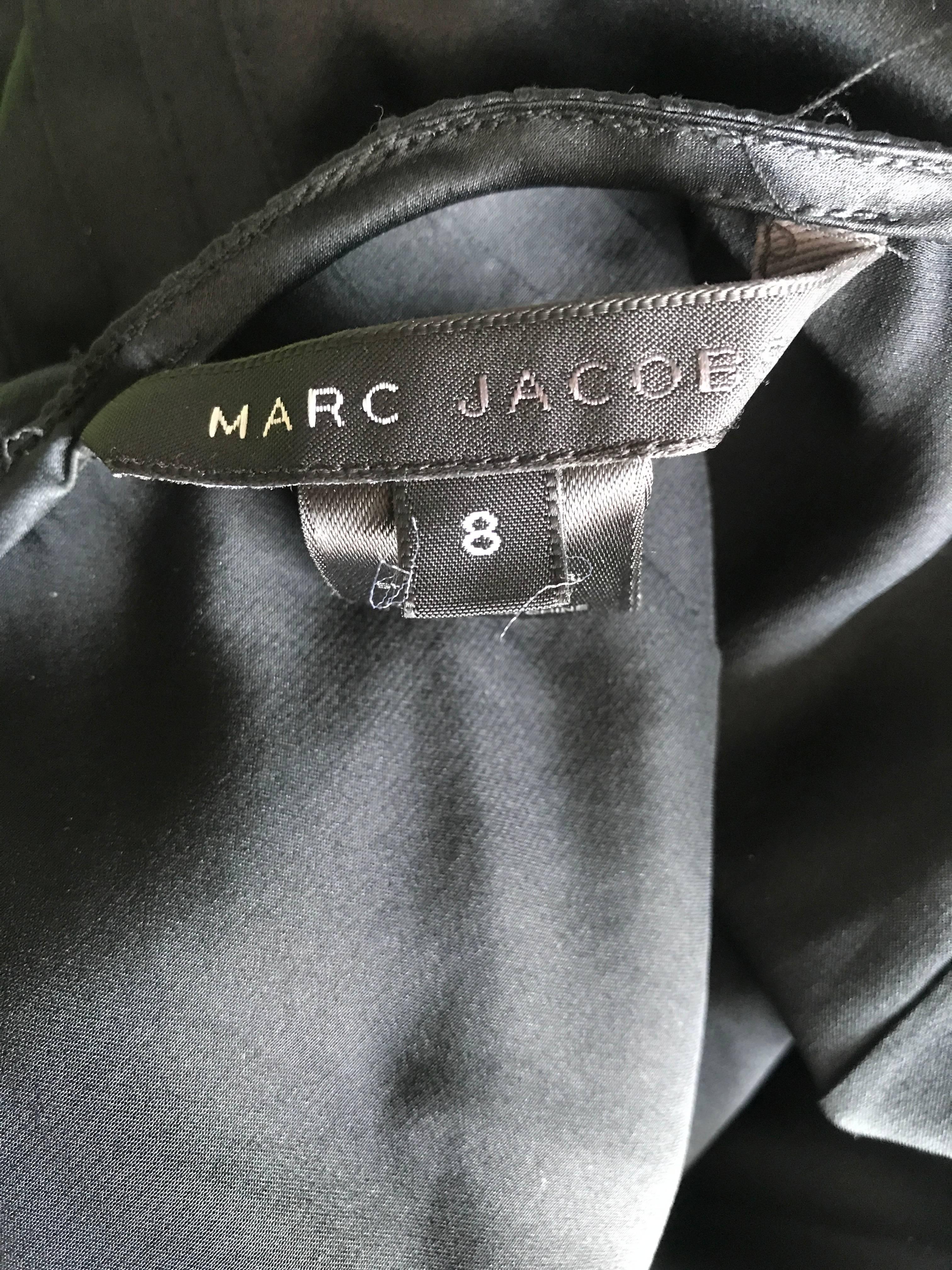 Marc Jacobs Black and White Size 8 Spaghetti Strap Sleeveless Silk Blouse Top For Sale 3