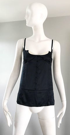 Marc Jacobs Black and White Size 8 Spaghetti Strap Sleeveless Silk Blouse Top