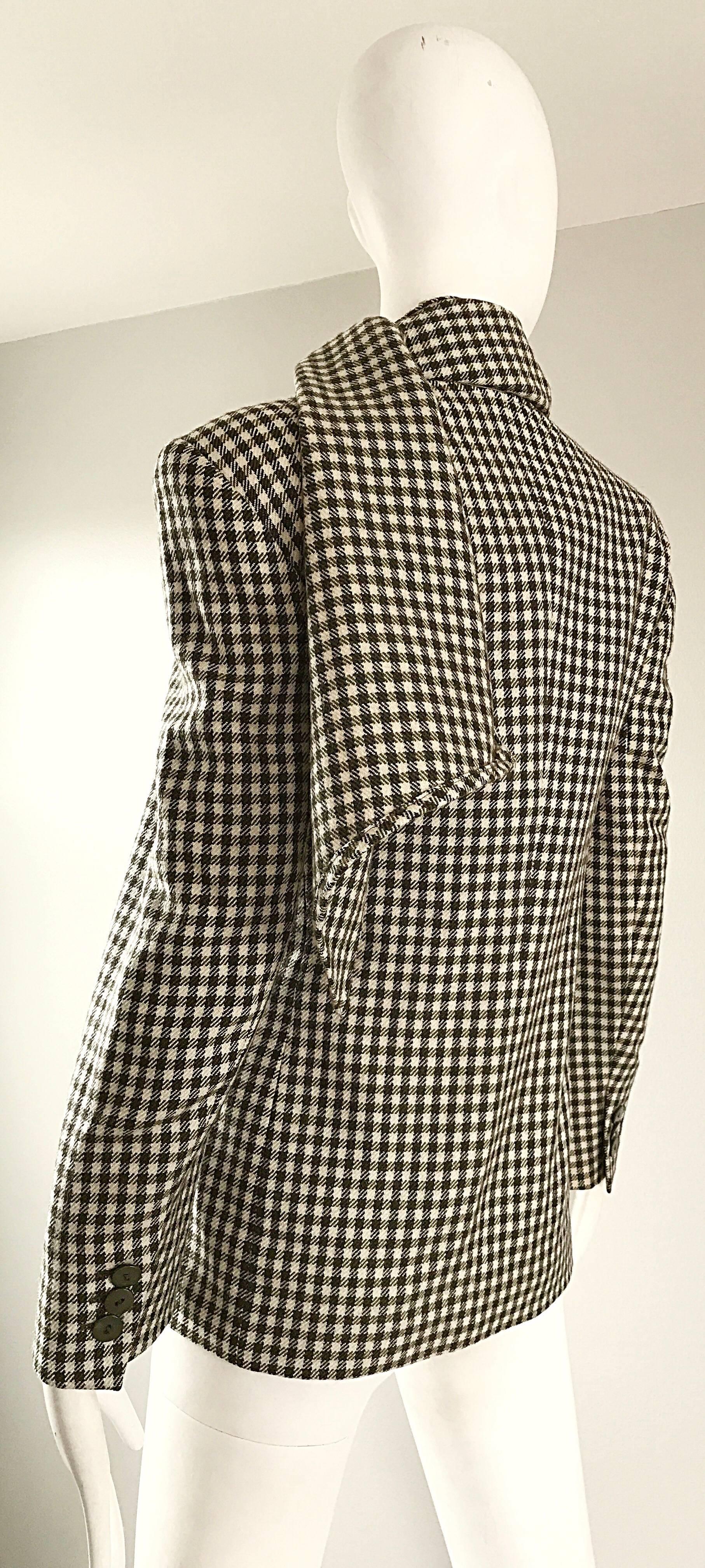 Women's 1990s Escada by Margaretha Ley Sz 34 Hunter Green + Ivory Wool Jacket and Scarf