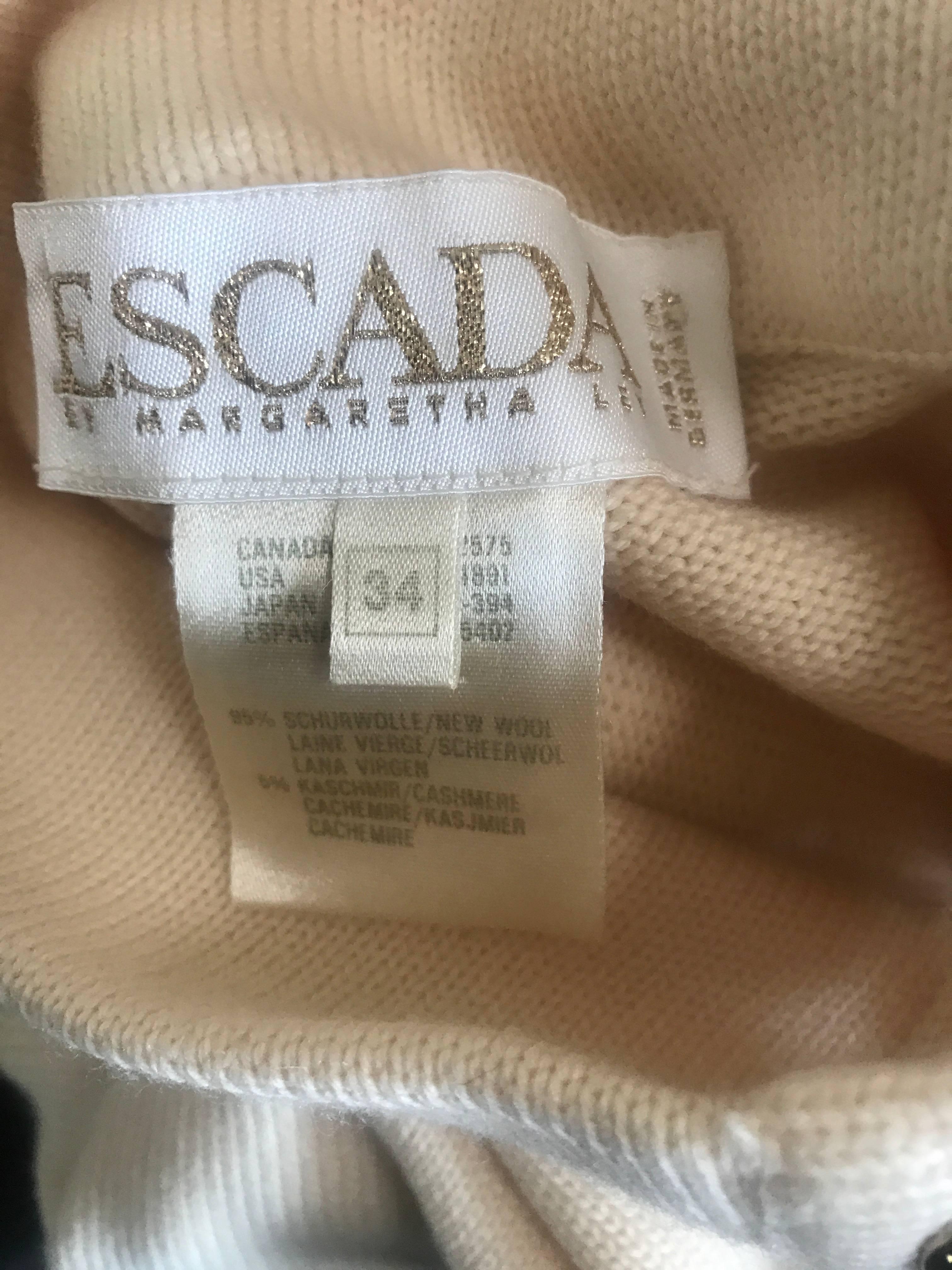 Vintage Escada by Margaretha Ley Ivory Wool + Cashmere 1990s 90s Sweater Dress 2