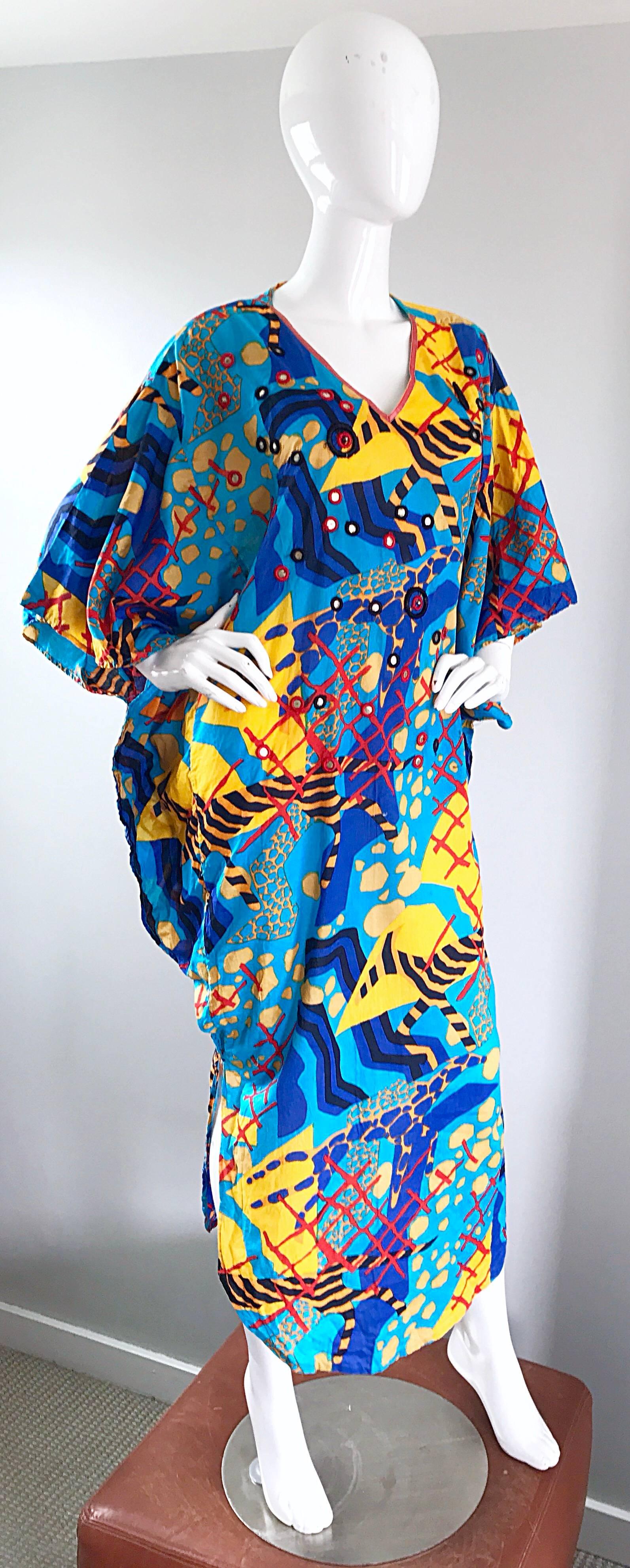 Incredible Vintage Judith Ann for Neiman Marcus Beaded Cotton Caftan Dress 1