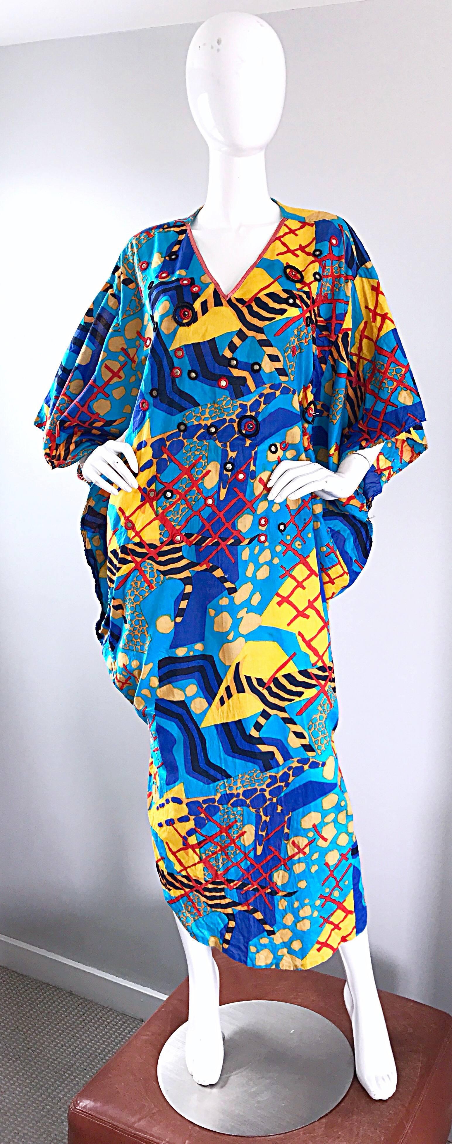 Incredible Vintage Judith Ann for Neiman Marcus Beaded Cotton Caftan Dress 2