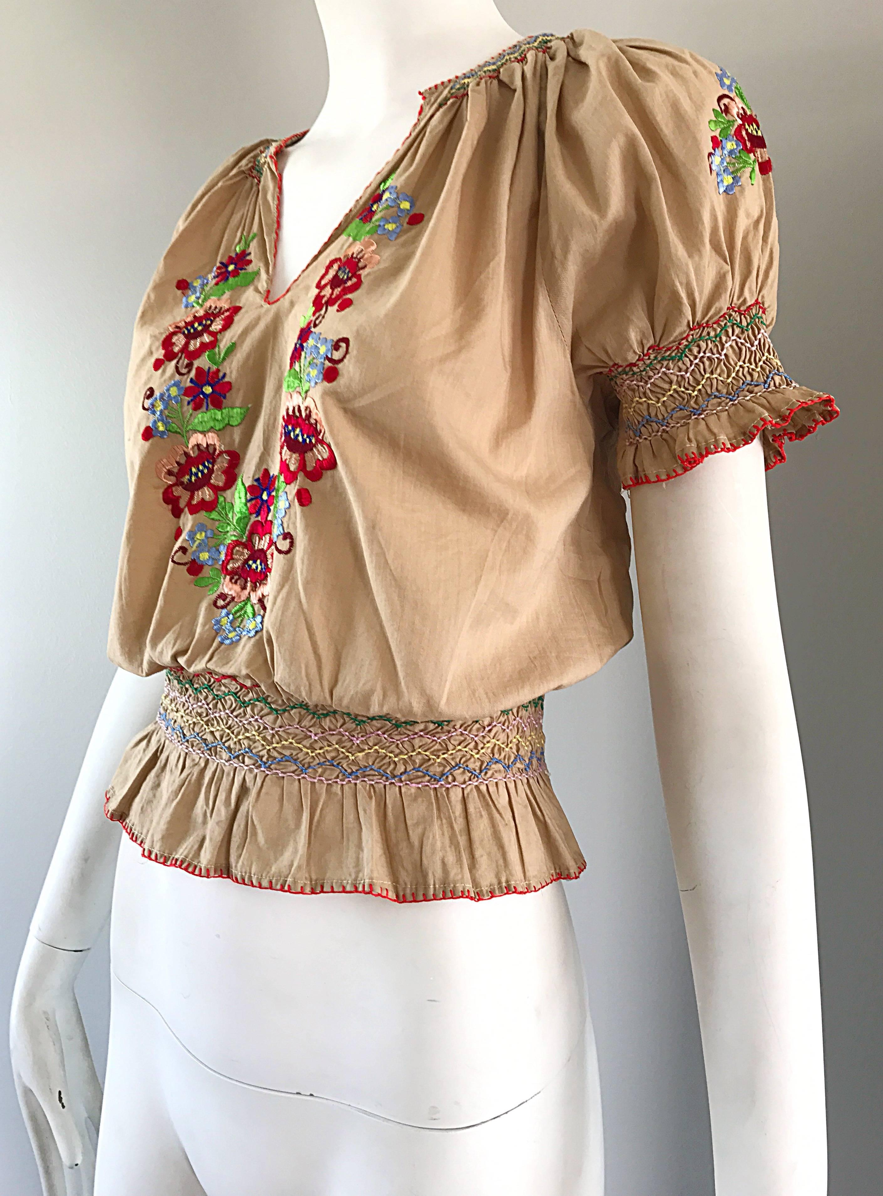 vintage embroidered peasant blouse