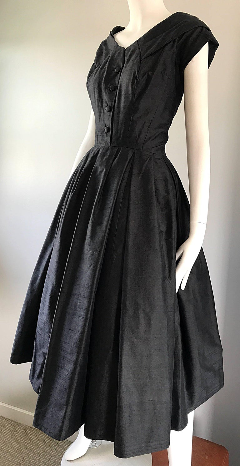 Rare 1950s Christian Dior Haute Couture New Look Vintage Black