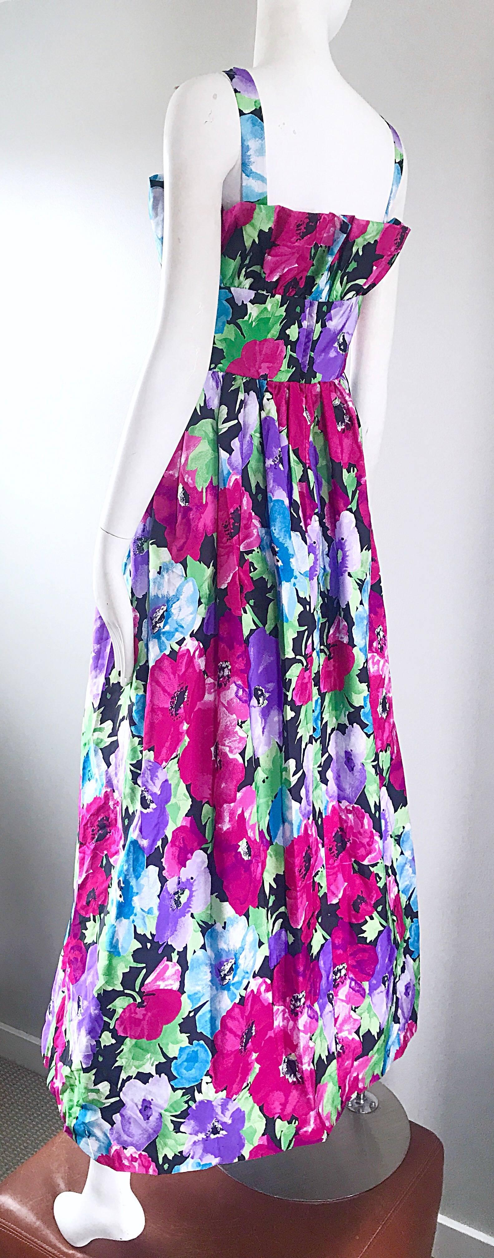 1980s Vintage Victor Costa Size 12 Tropical Hawaiian Avant Garde 80s Maxi Dress  In Excellent Condition For Sale In San Diego, CA