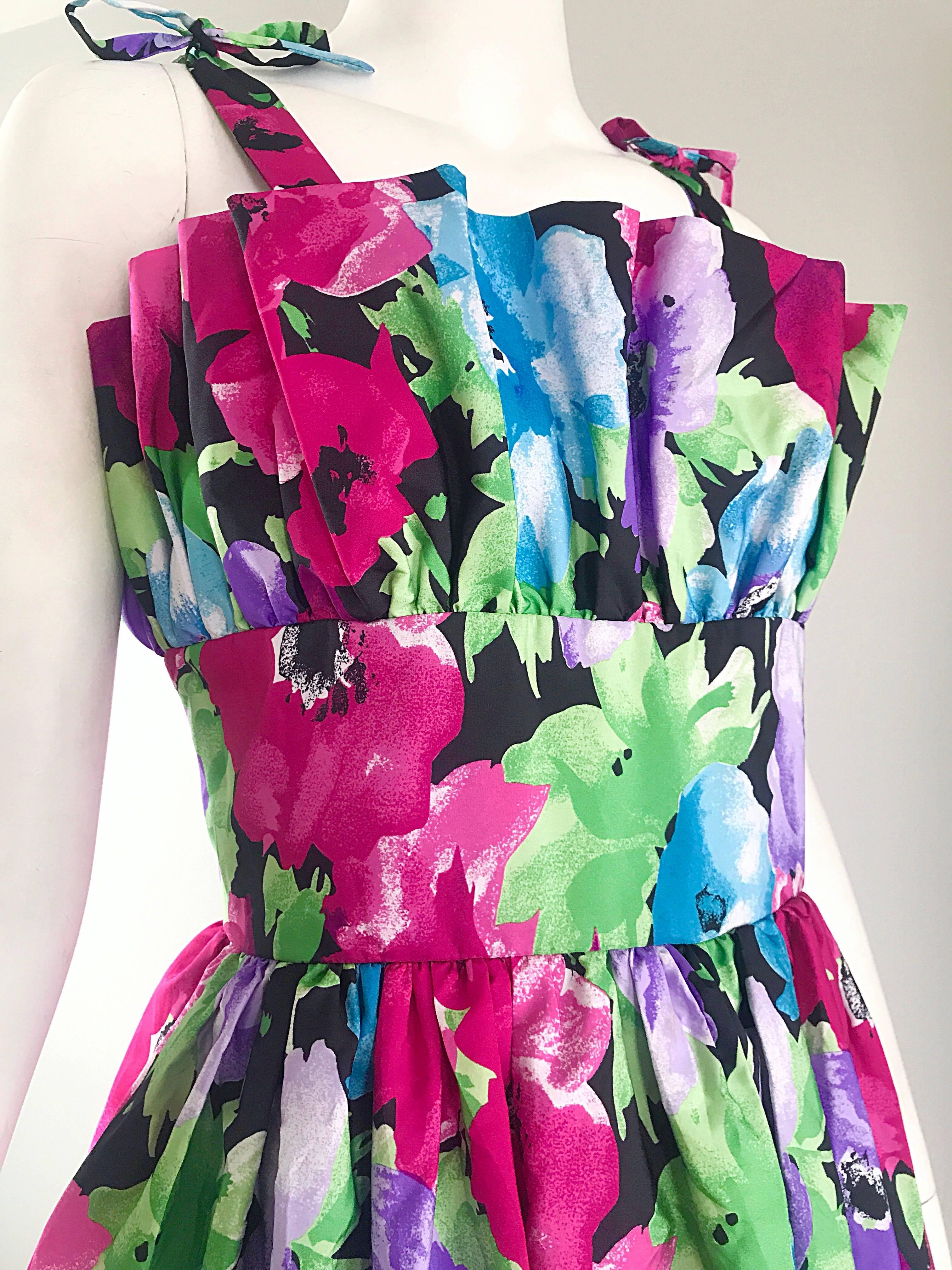 Victor Costa - Magnifique robe longue avant-gardiste hawaïenne tropicale, taille 12 en vente 3