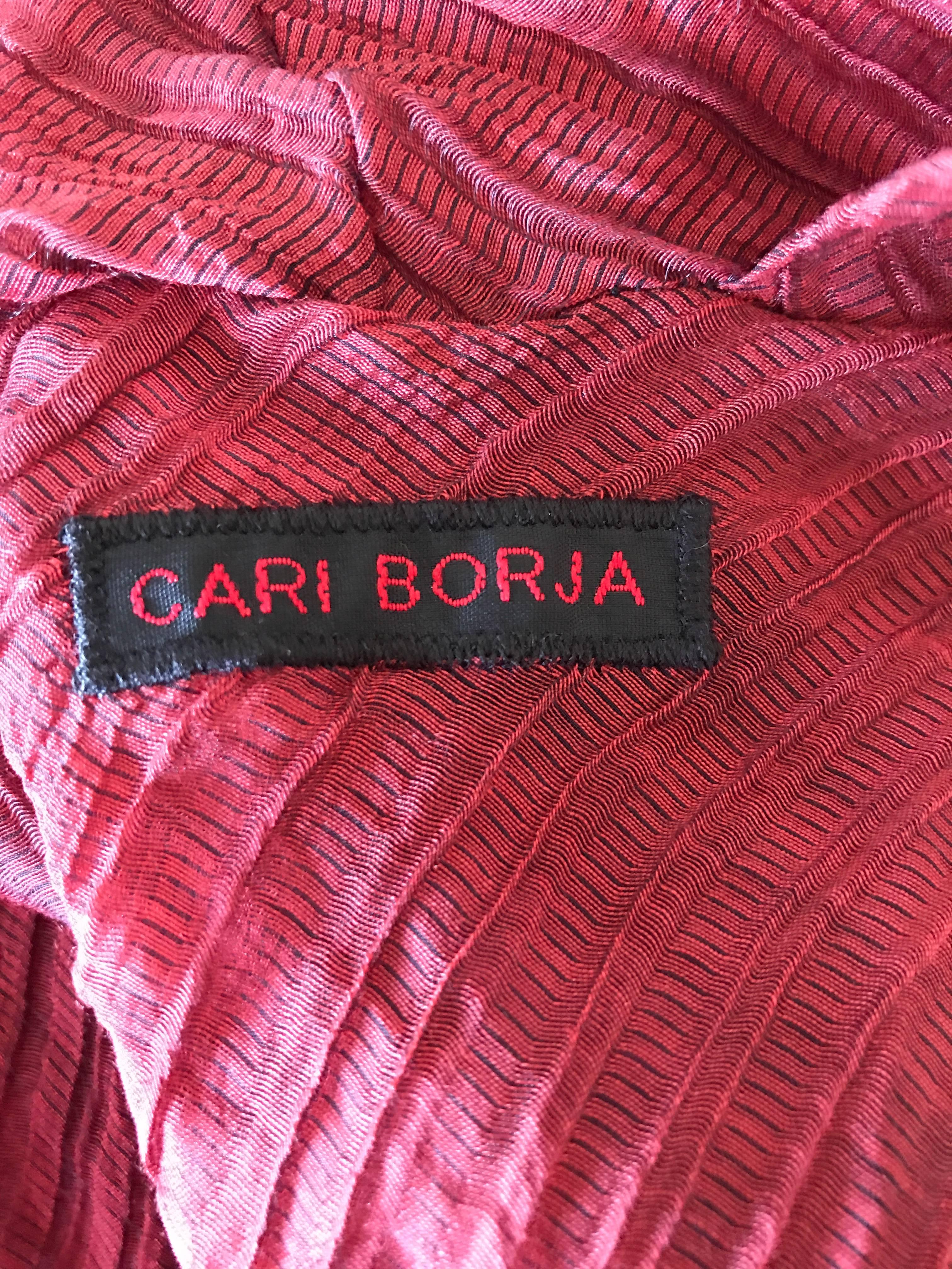Cari Borja Red Semi Sheer Cowl Neck Silk / Rayon Tunic Dress  For Sale 3