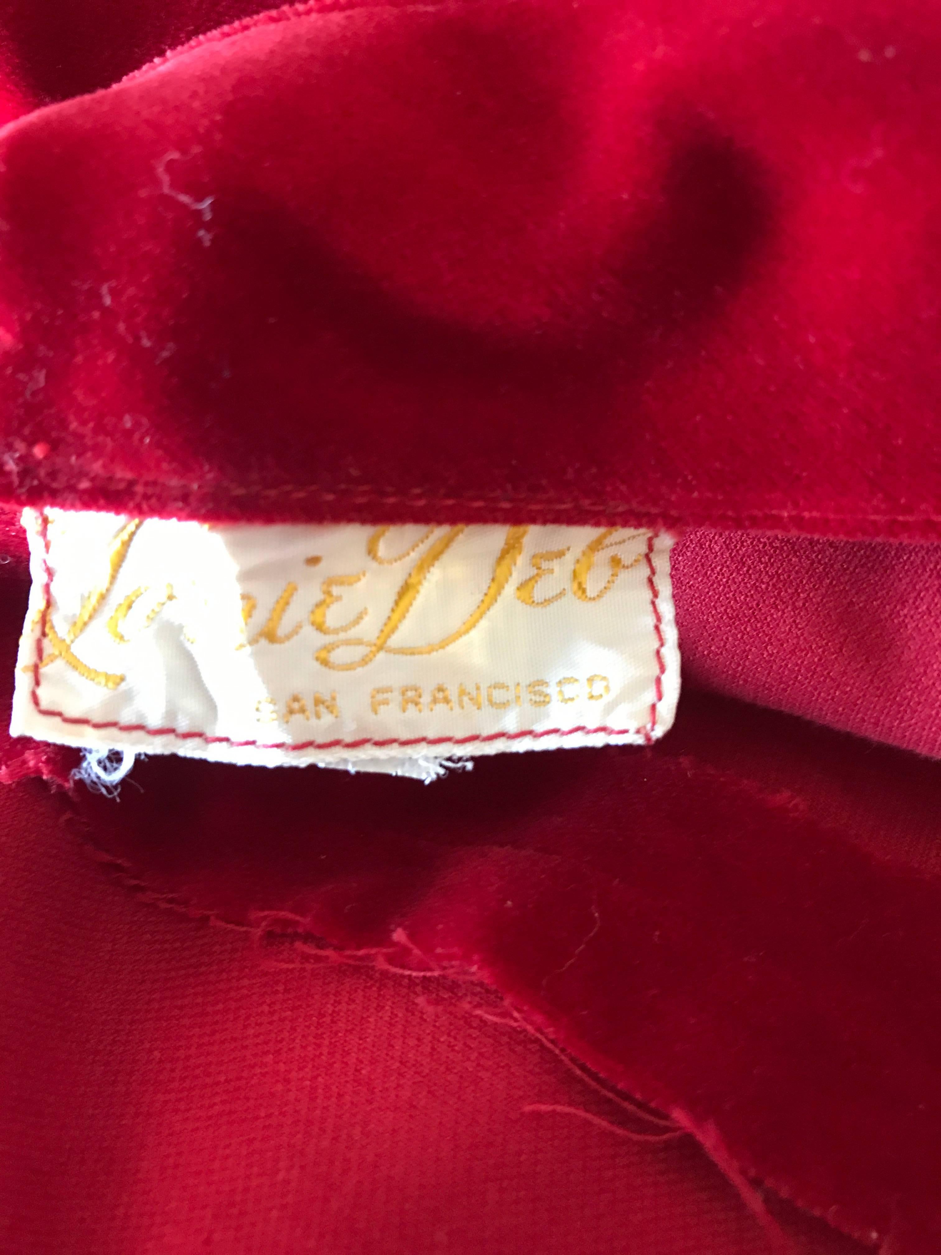 1950s Lorrie Deb Vintage Stunning Red Velvet Fit 'n Flare 