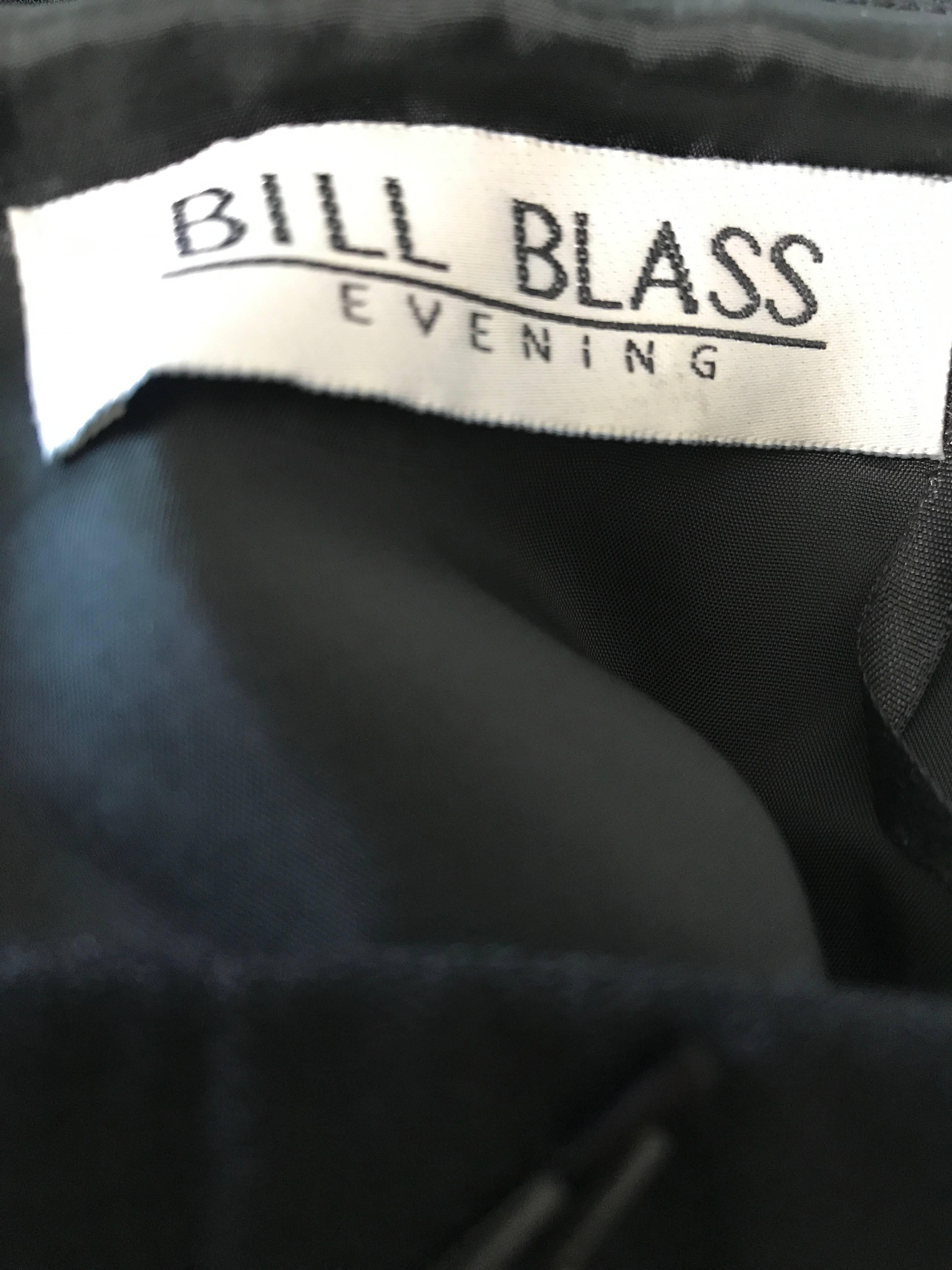 Vintage BIll Blass Black 1990s Beaded Size 6 / 8 90s Strapless Evening Dress For Sale 3