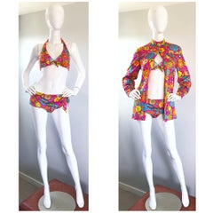 Rare 1960s Sirena for I Magnin 3 Piece Retro 60s Vintage Bikini Swimsuit Set Mod