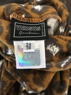 1990s Gianni Versace Leopard Print 90s Vintage Turtleneck Bodysuit Unitard