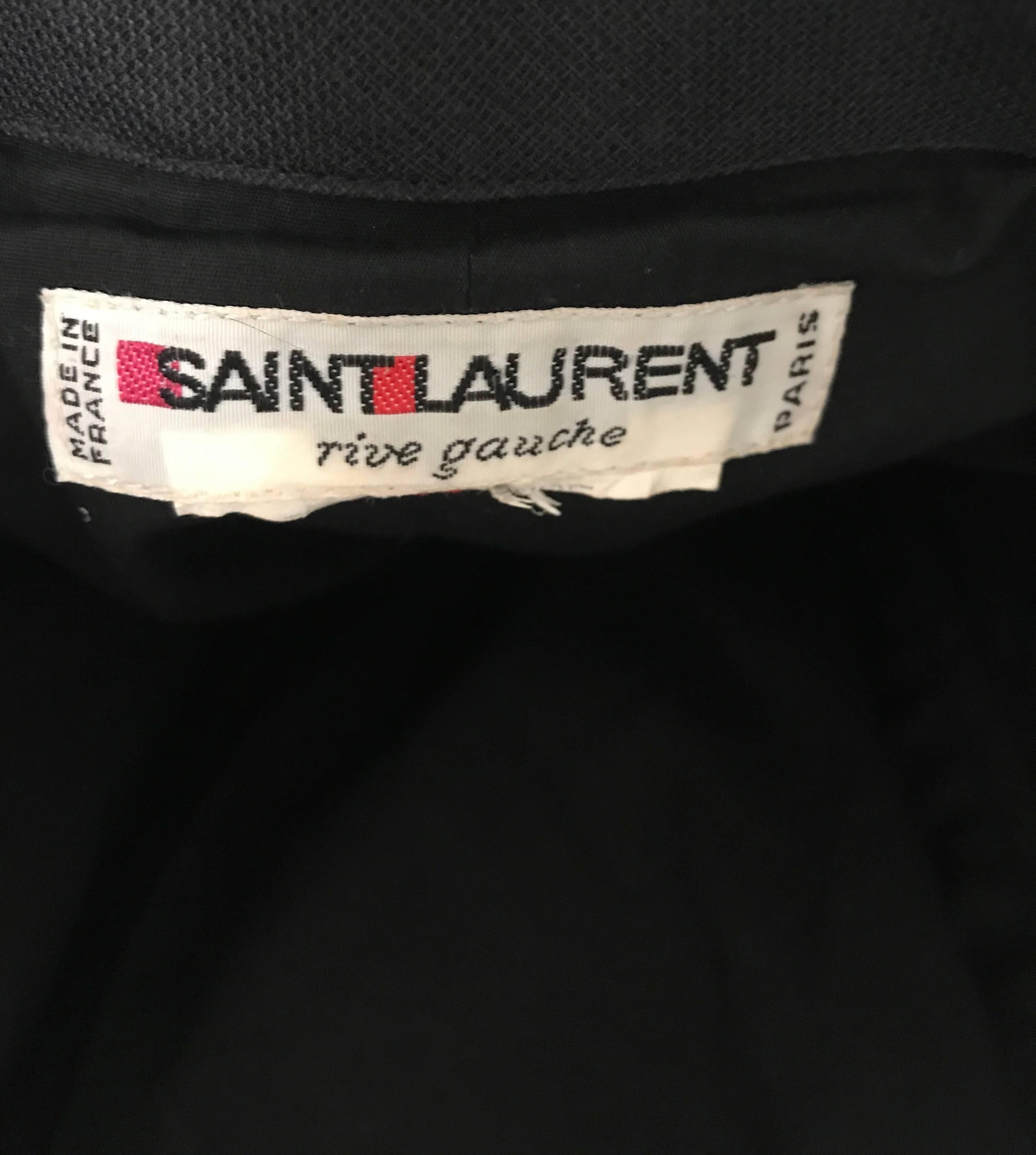Yves Saint Laurent Rive Gauche 1980s Vintage Black Strapless Peplum Dress For Sale 3
