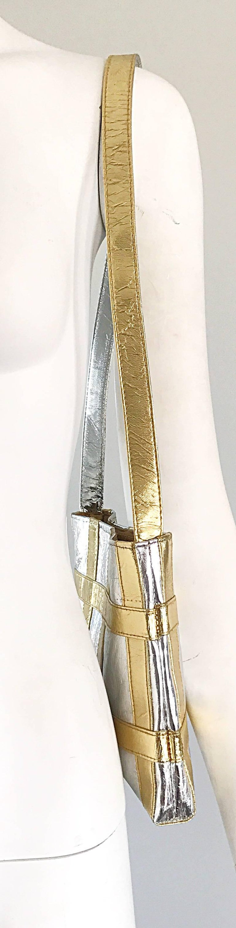 1960s Walborg Italian Leather Silver and Gold Geometric Vintage ...