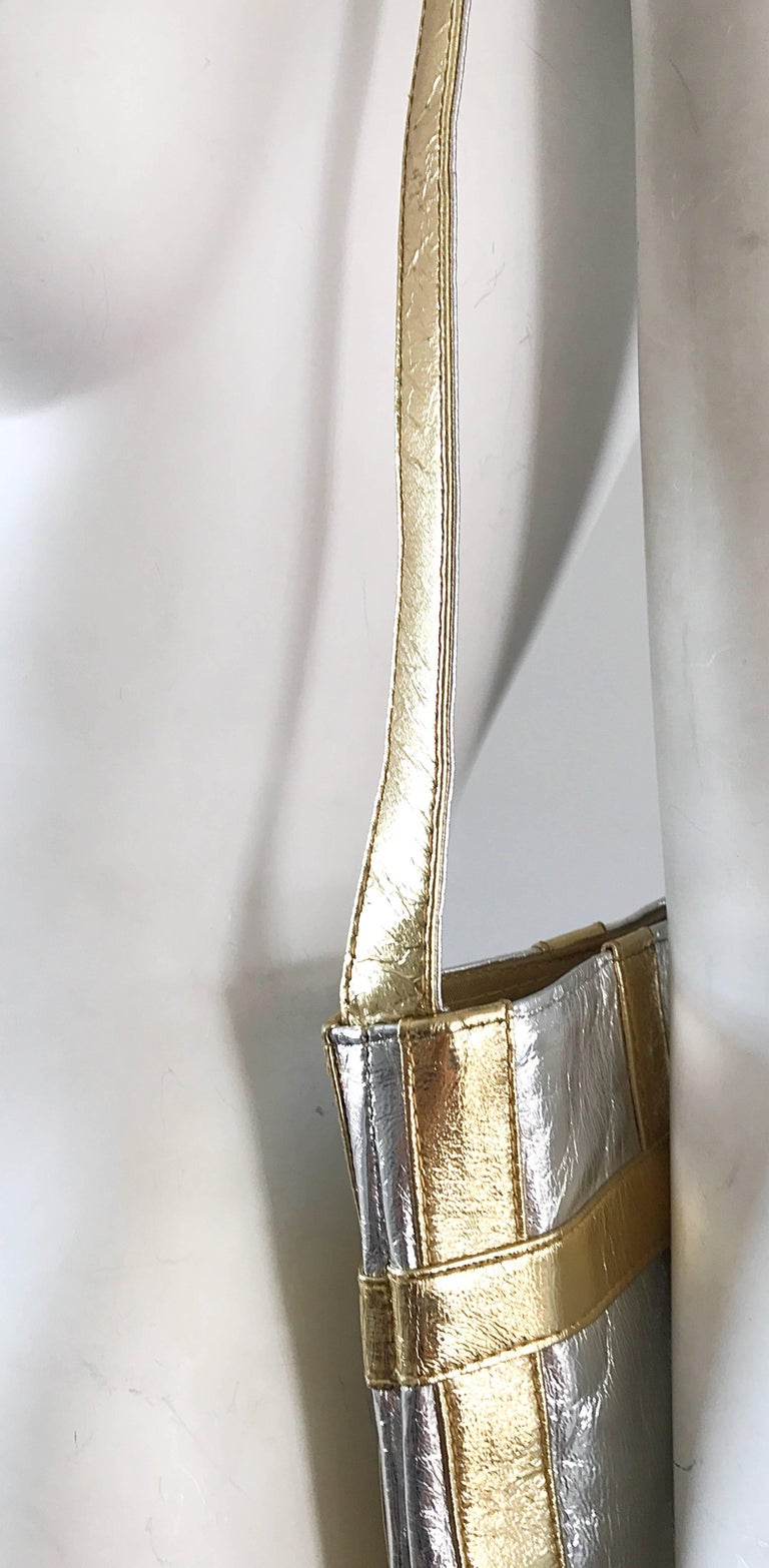 1960s Walborg Italian Leather Silver and Gold Geometric Vintage ...